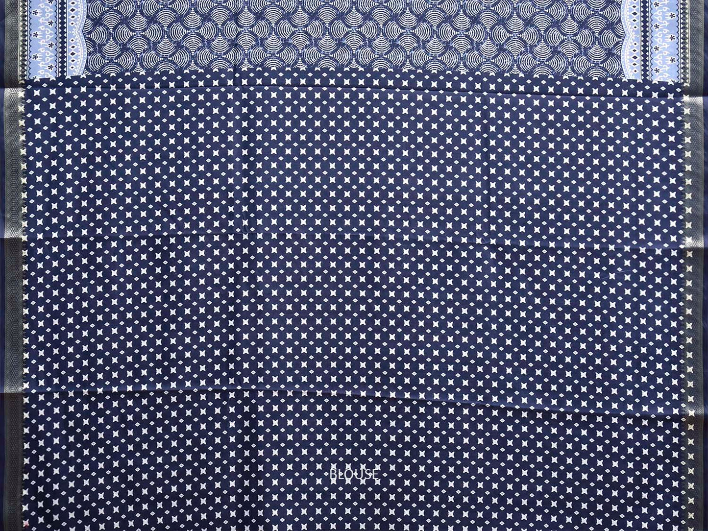 Dark Blue Bamboo Cotton Saree with Digital Print Design bc0969