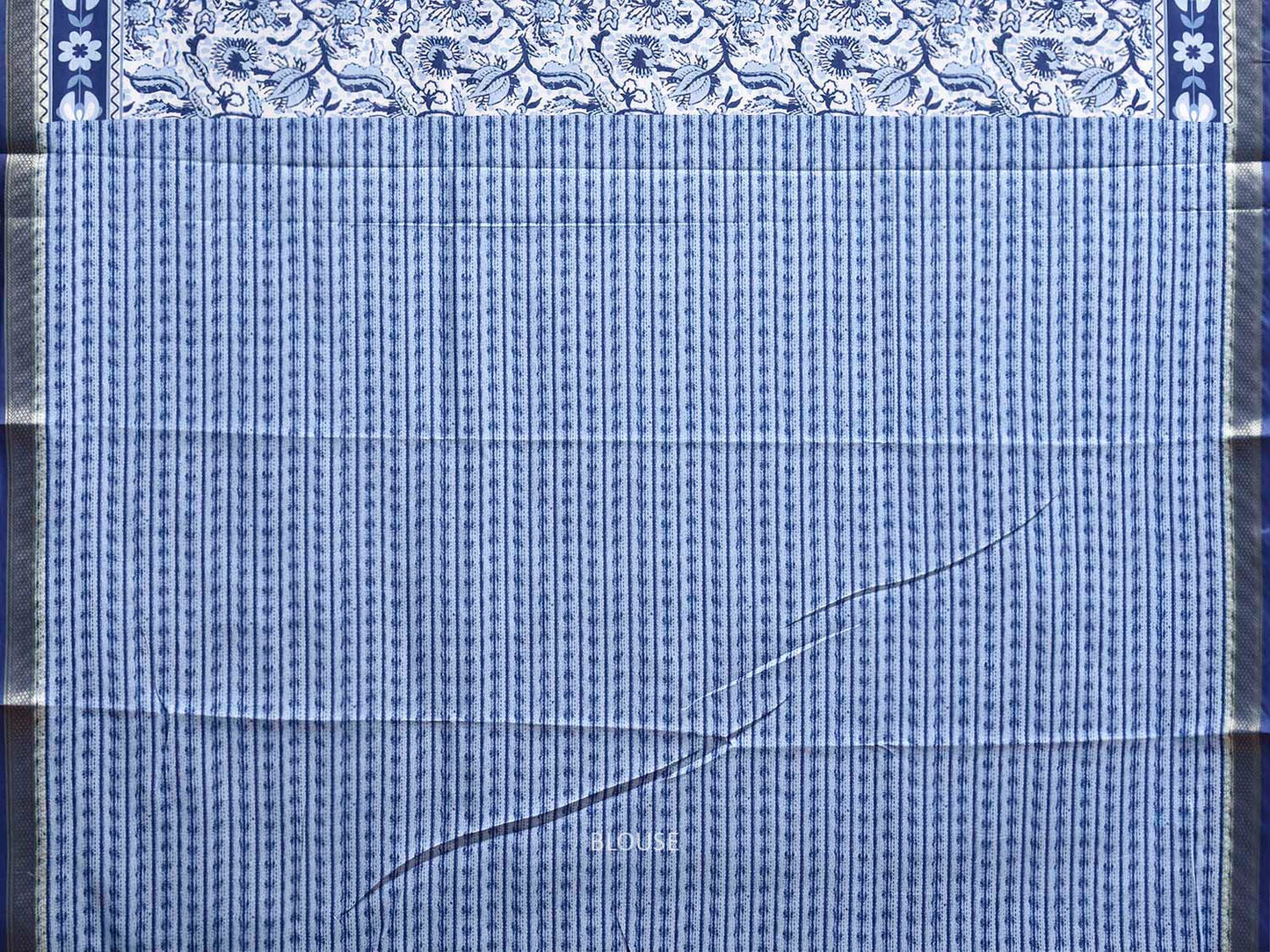 Dark Blue Bamboo Cotton Saree with Floral Digital Print Design bc0973