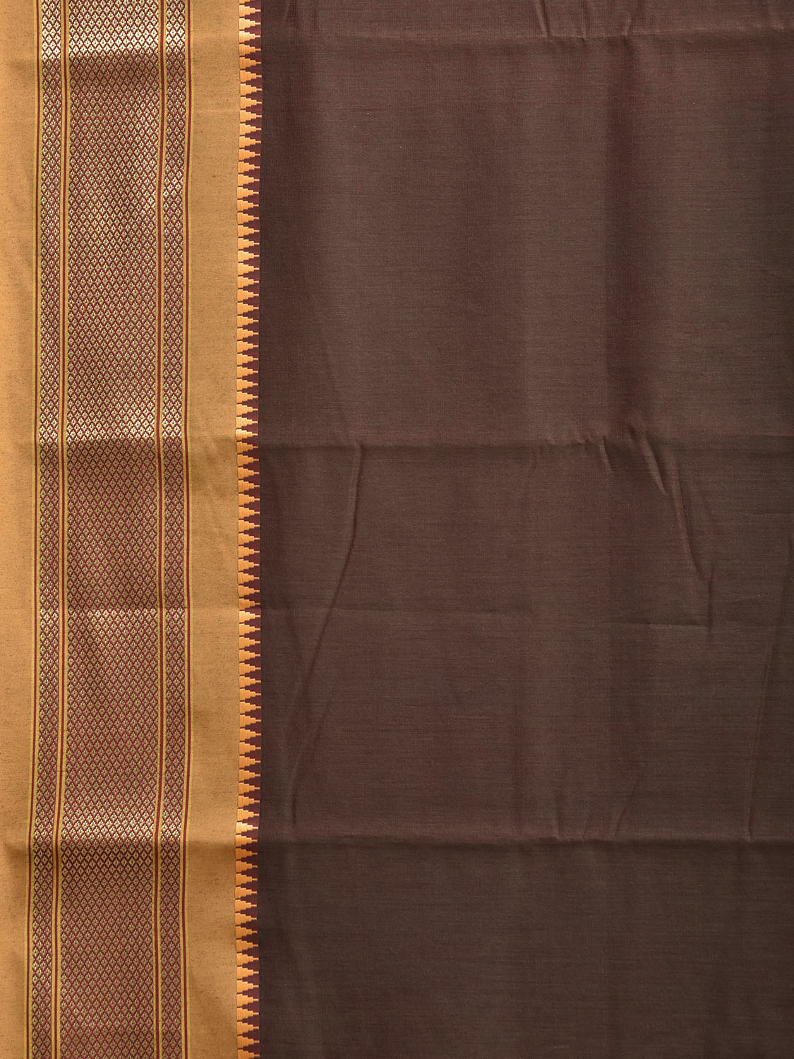 Brown and Mustard Bamboo Cotton Plain Saree with Contrast Pallu Design No Blouse bc0976