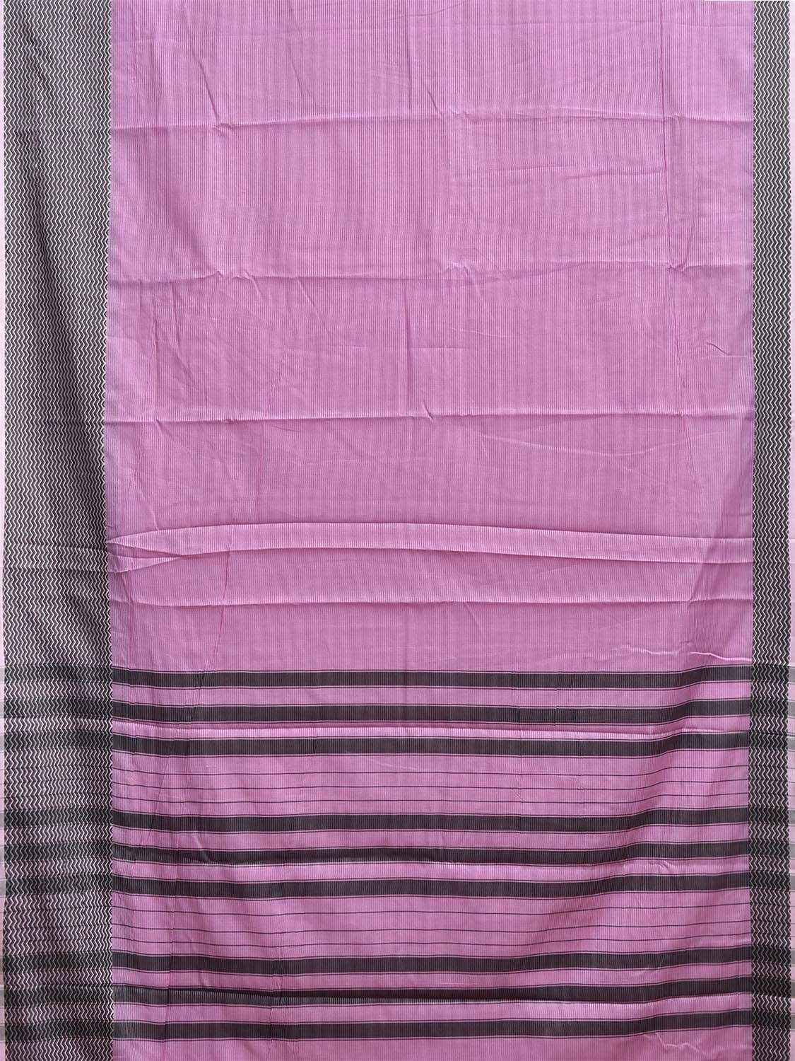 Pink and Black Bamboo Cotton Saree with Strips Design No Blouse bc0987