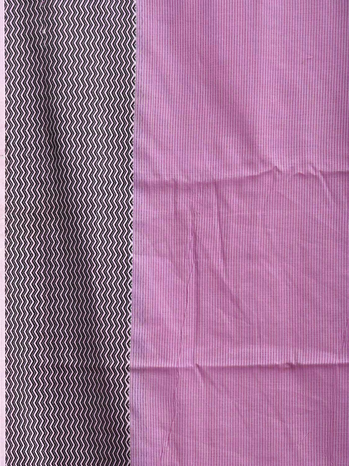 Pink and Black Bamboo Cotton Saree with Strips Design No Blouse bc0987