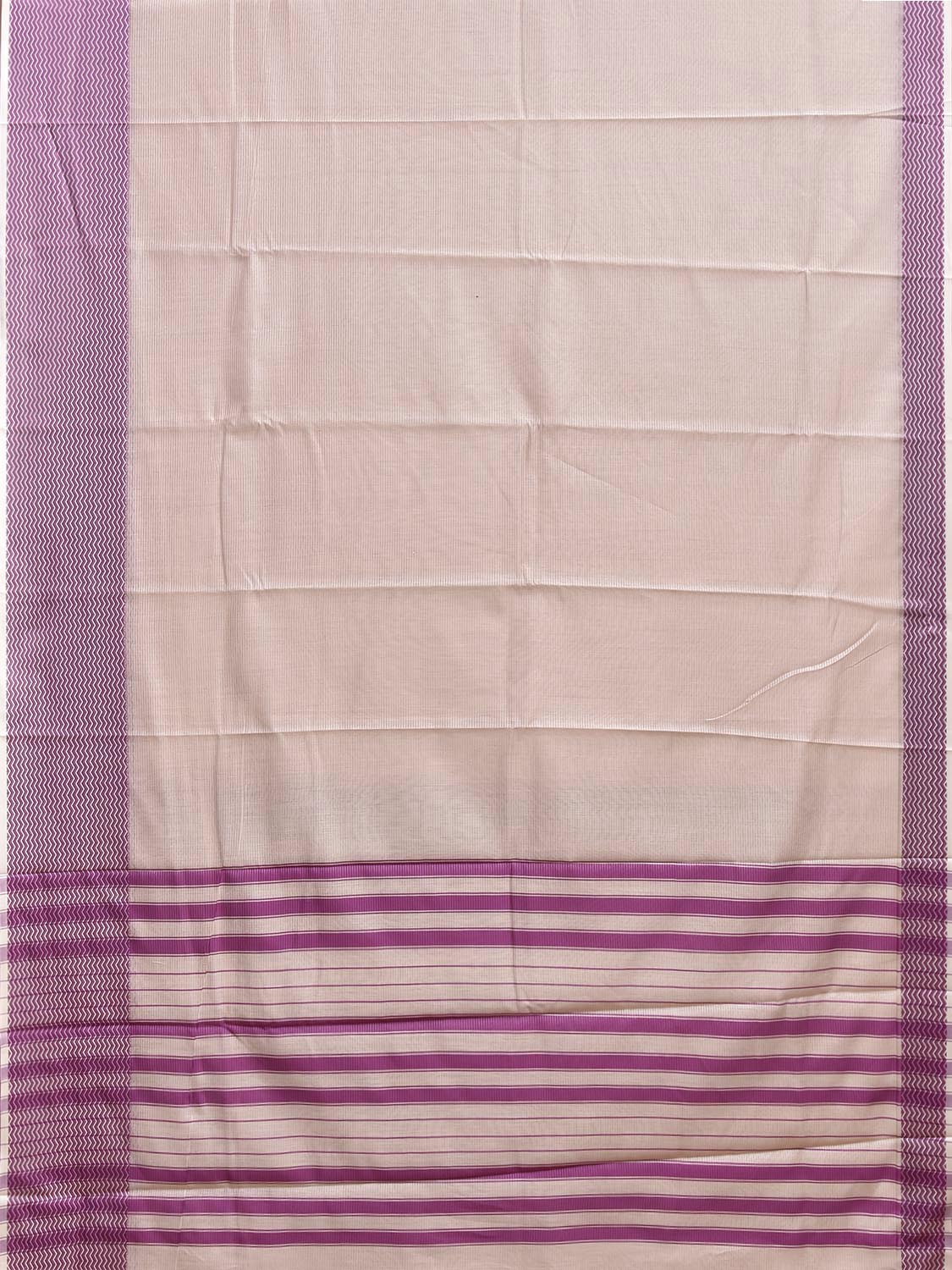 Cream and Pink Bamboo Cotton Saree with Strips Design No Blouse bc0989