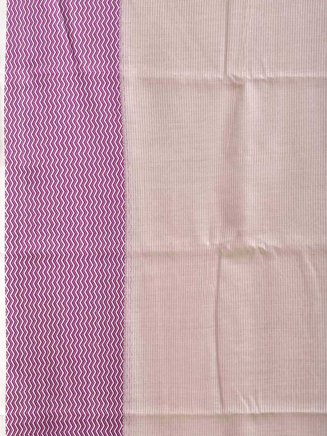 Cream and Pink Bamboo Cotton Saree with Strips Design No Blouse bc0989