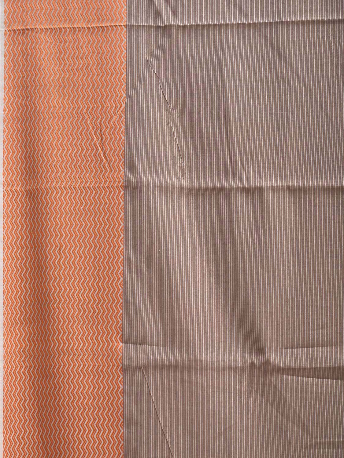 Light Brown and Orange Bamboo Cotton Saree with Strips Design No Blouse bc0992