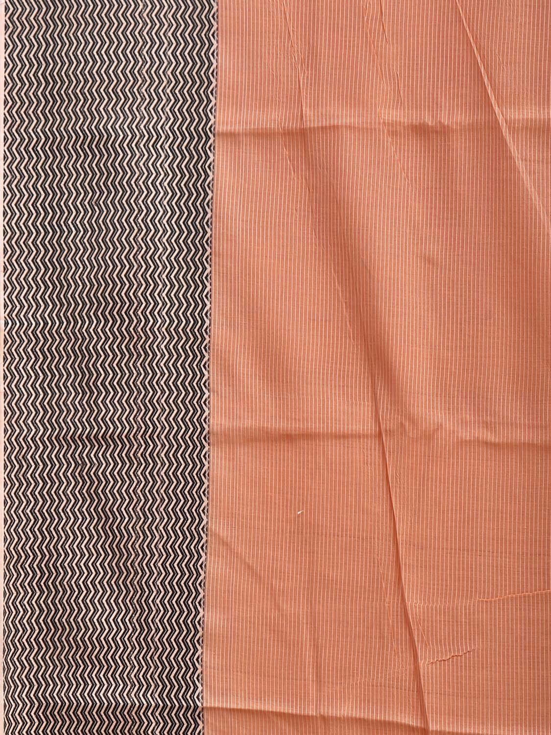 Orange and Black Bamboo Cotton Saree with Strips Design No Blouse bc0994