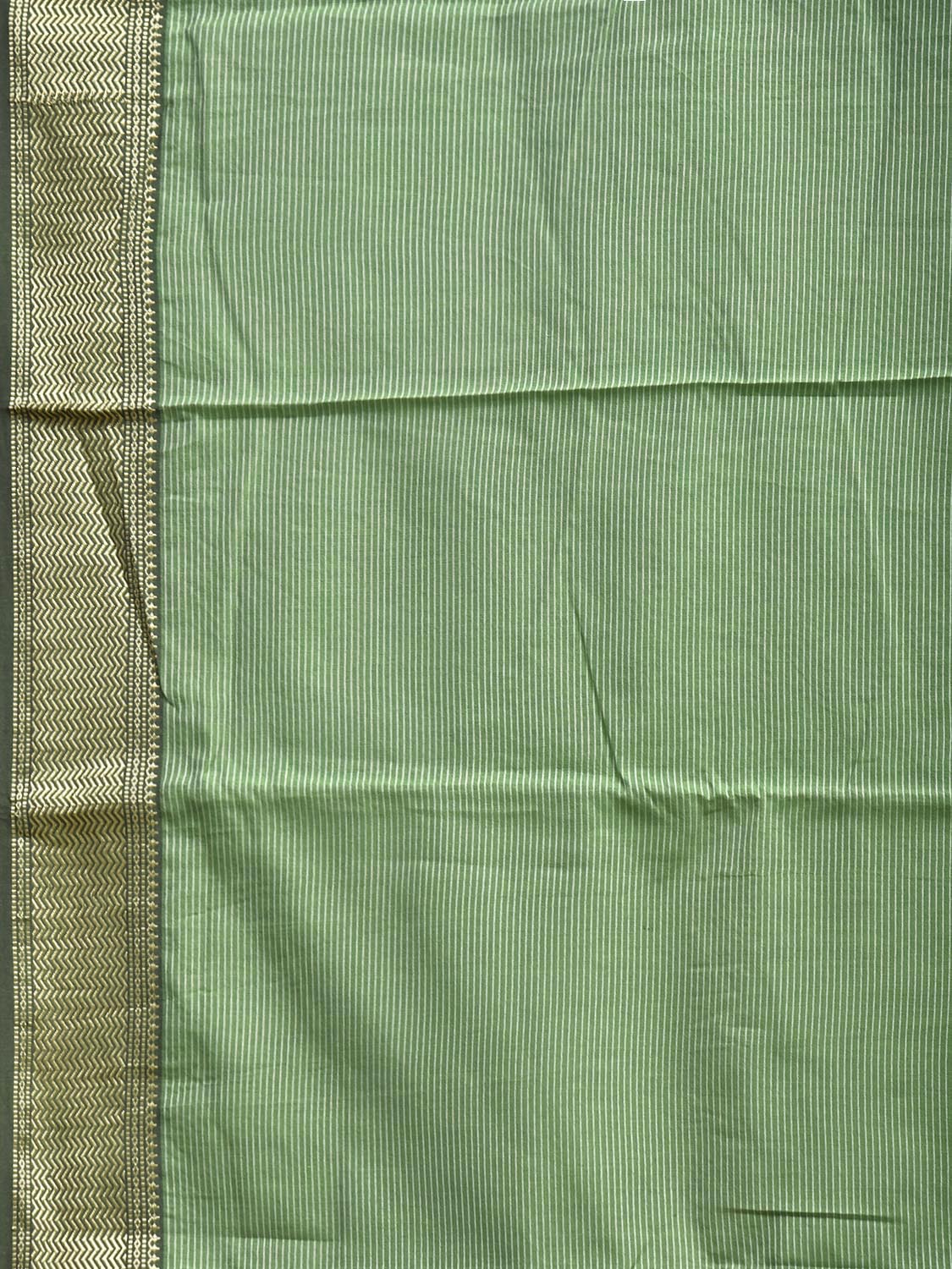 Green and Black Bamboo Cotton Saree with Strips Design No Blouse bc0995
