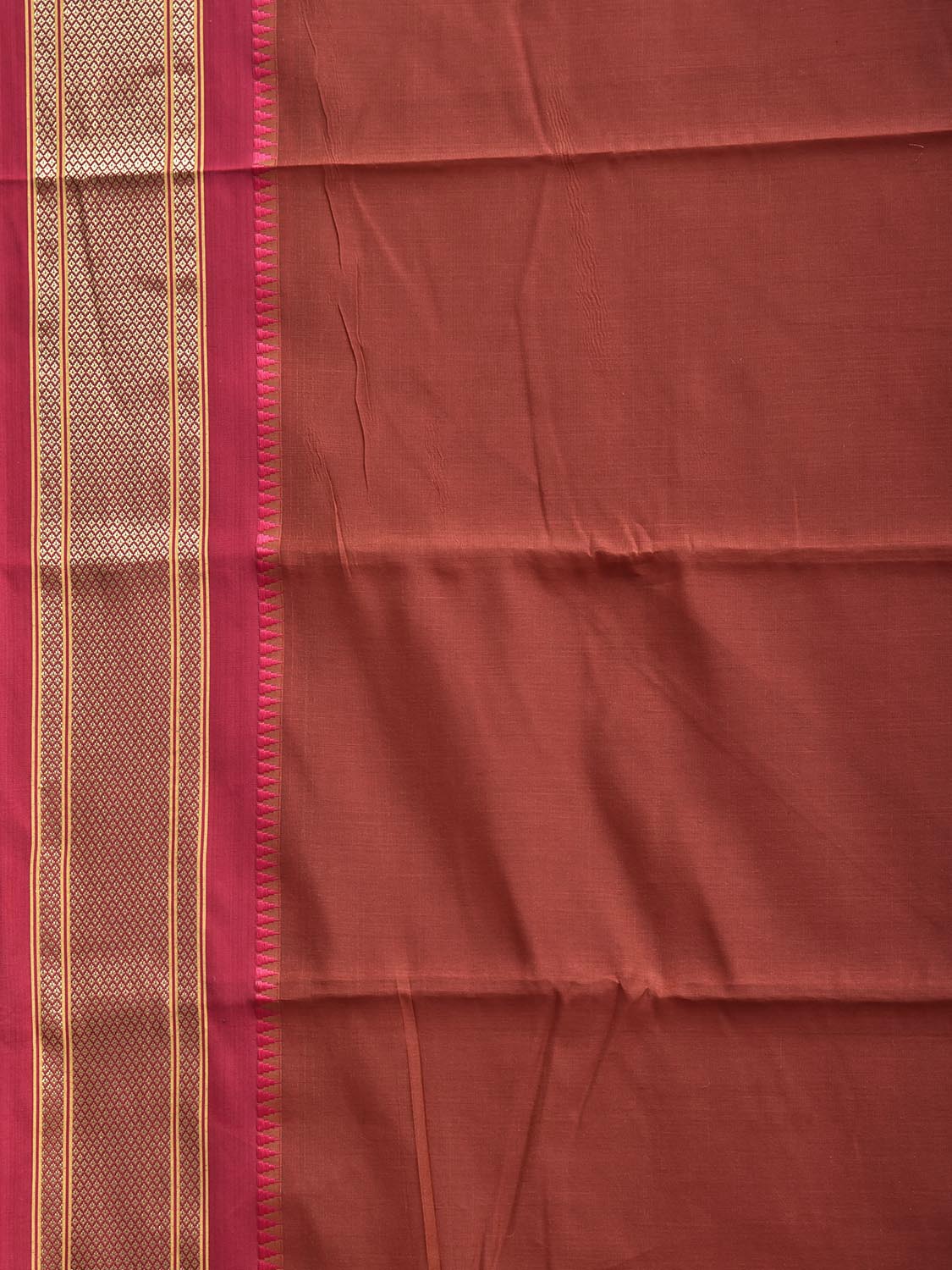 Rust and Pink Bamboo Cotton Plain Saree with Contrast Pallu Design No Blouse bc1009