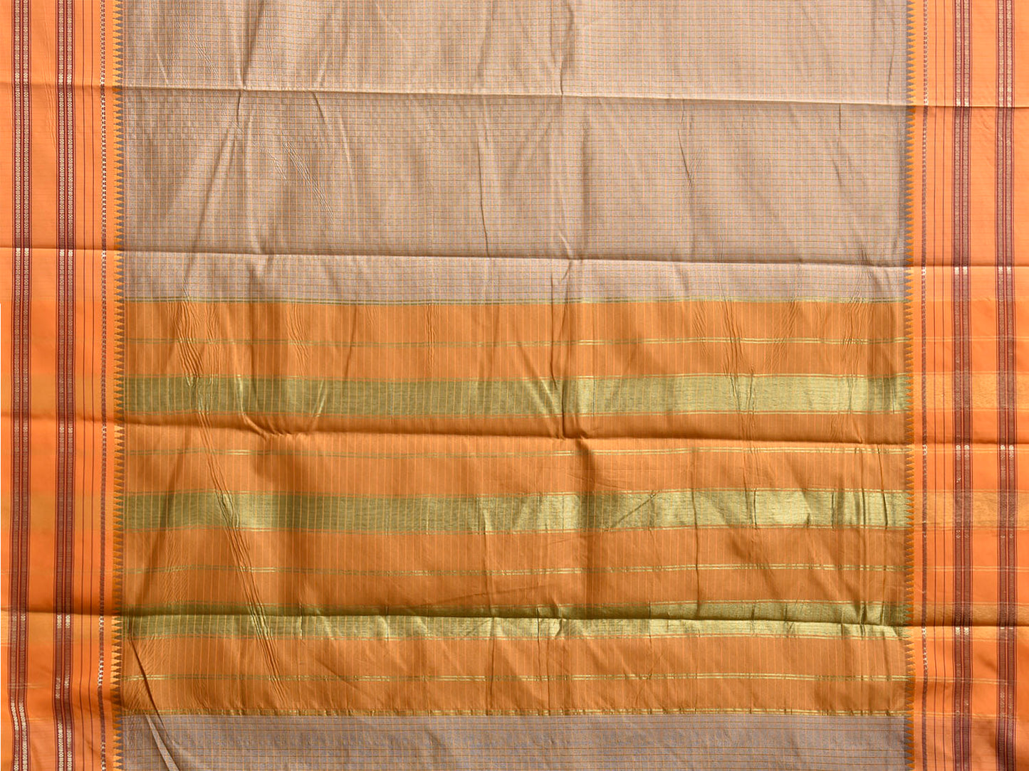 Grey and Mustard Bamboo Cotton Viscose Silk Saree with Checks Design No Blouse bc1012