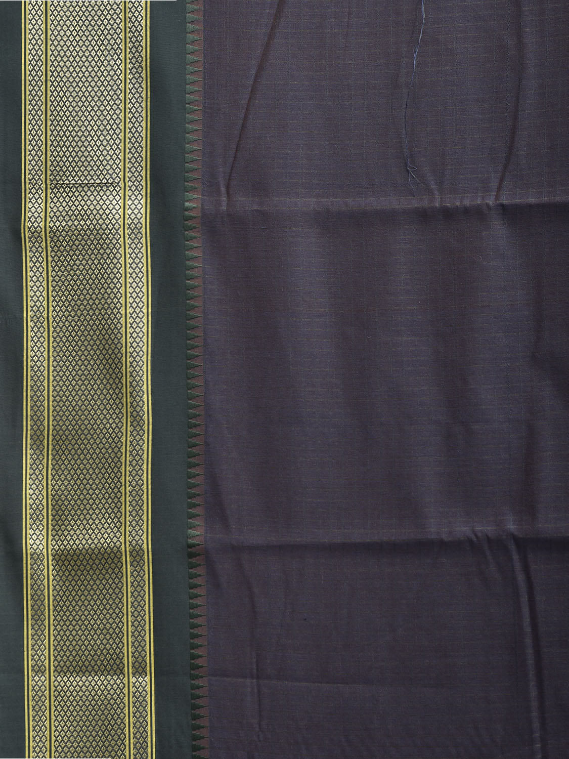 Dark Indigo and Green Bamboo Cotton Saree with Checks and Contrast Pallu Design No Blouse bc1016