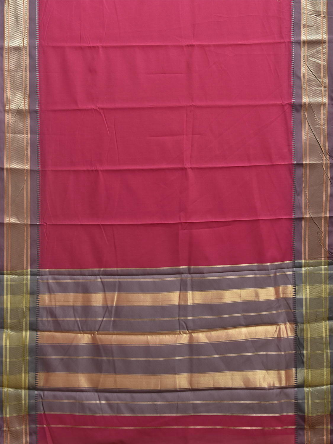 Pink and Grey Bamboo Cotton Plain Saree with Contrast Pallu Design No Blouse bc1022