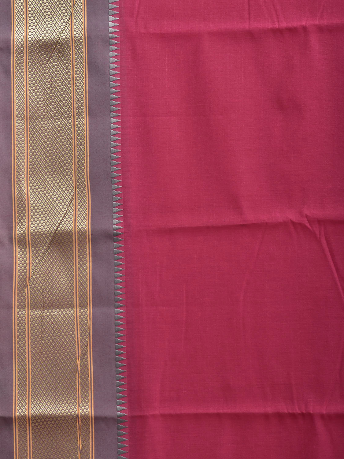 Pink and Grey Bamboo Cotton Plain Saree with Contrast Pallu Design No Blouse bc1022