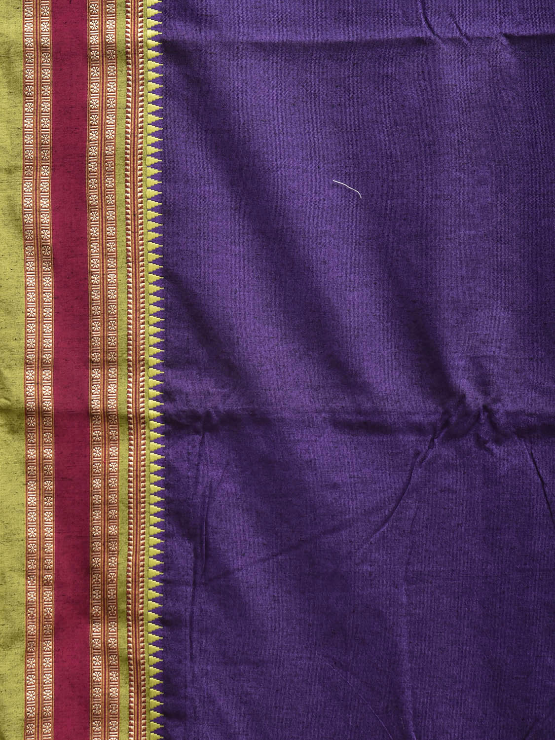 Indigo and Green Bamboo Cotton Plain Saree with Strips Pallu Design No Blouse bc1030