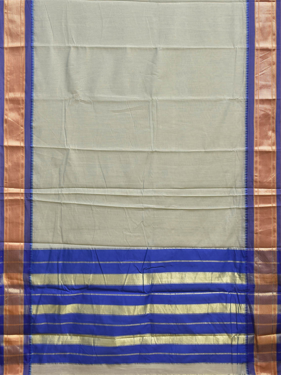 Sea Green and Blue Bamboo Cotton Plain Saree with Contrast Pallu Design No Blouse bc1040