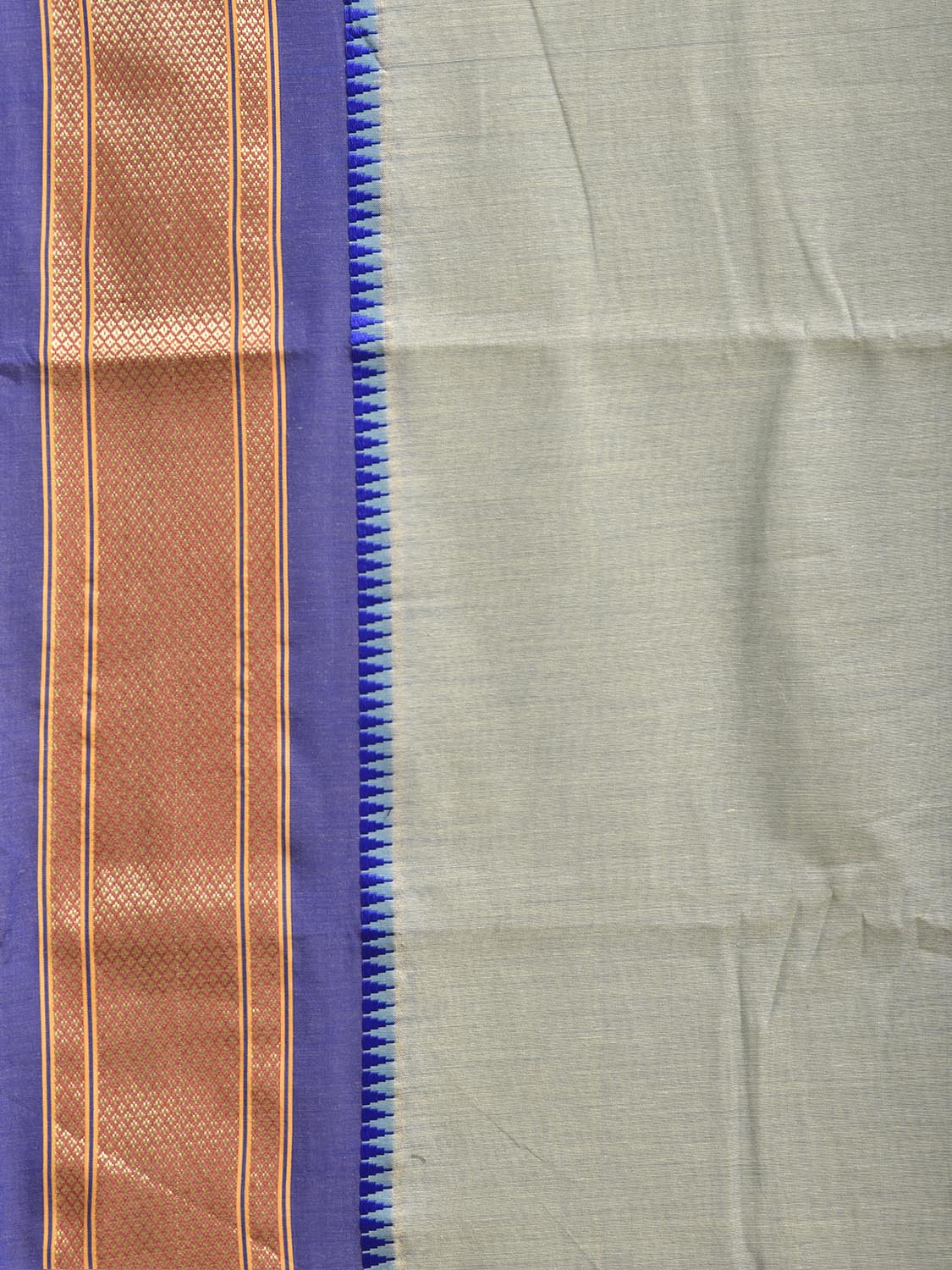 Sea Green and Blue Bamboo Cotton Plain Saree with Contrast Pallu Design No Blouse bc1040