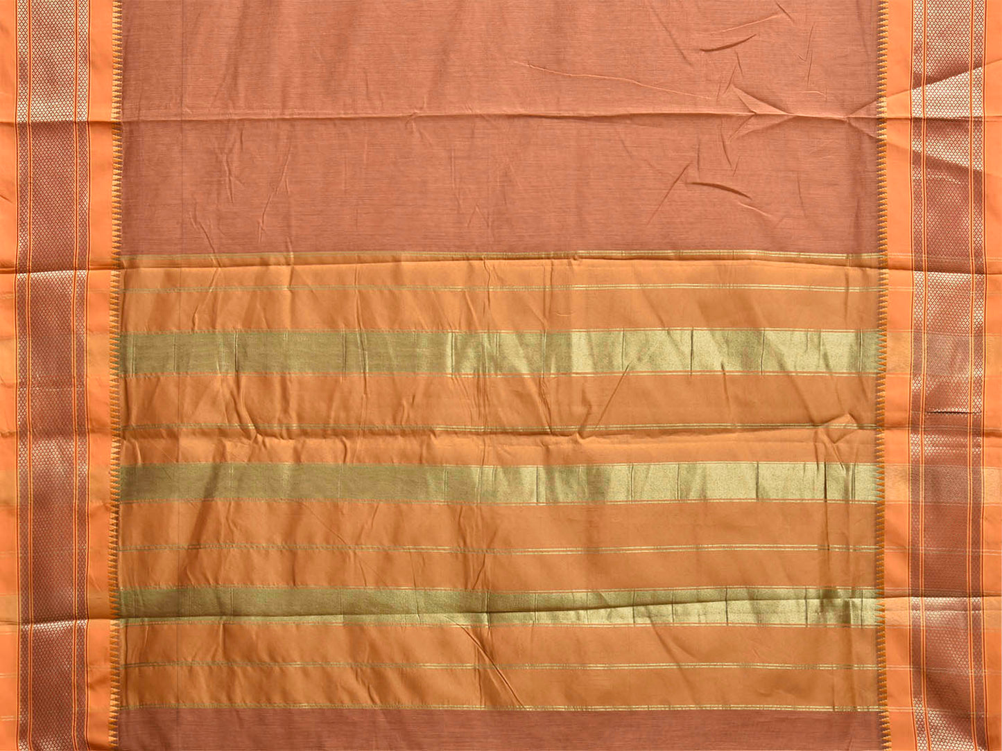 Fawn and Mustard Bamboo Cotton Plain Saree with Contrast Pallu Design No Blouse bc1041