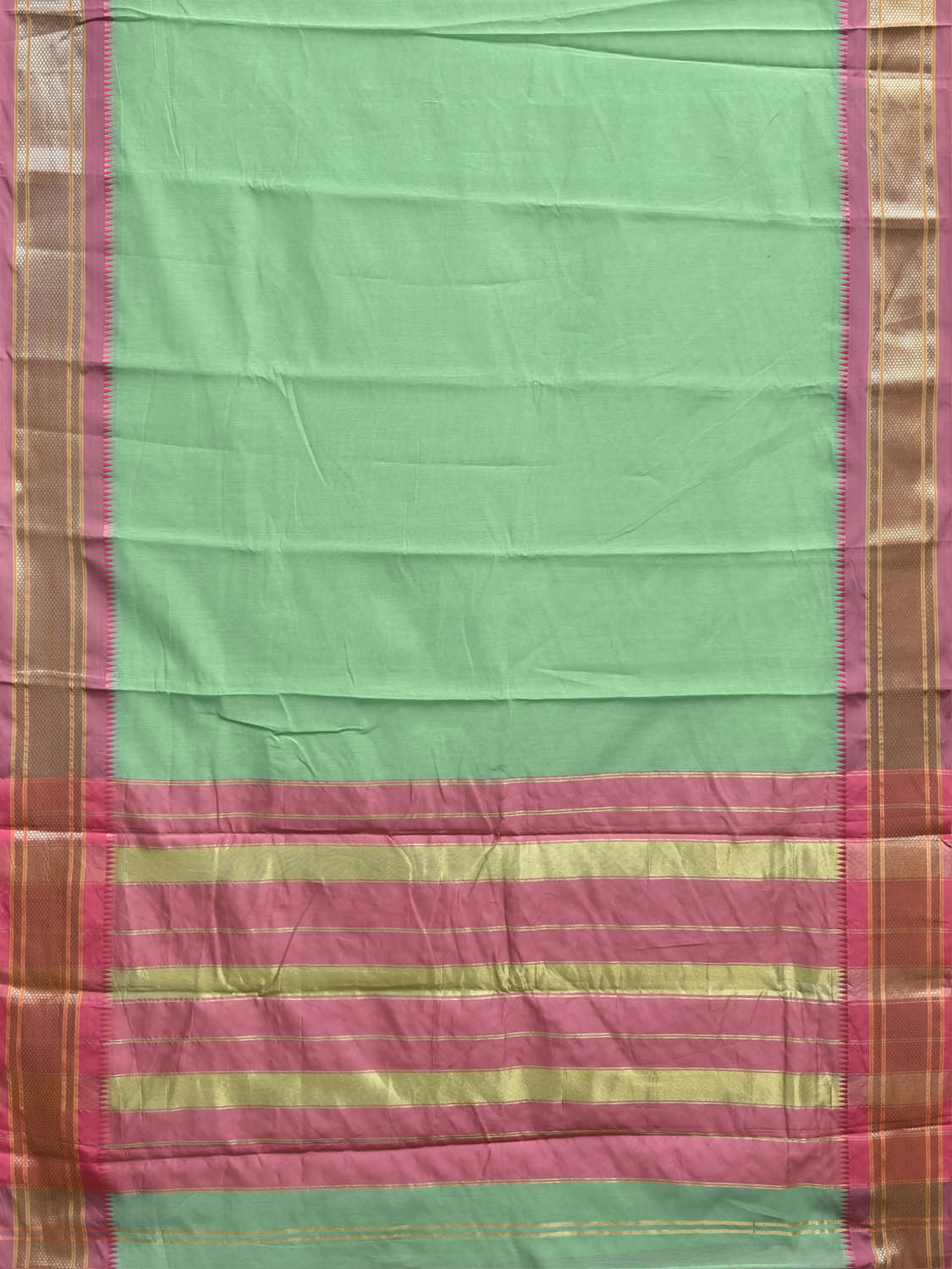 Light Green and Baby Pink Bamboo Cotton Plain Saree with Contrast Pallu Design No Blouse bc1042