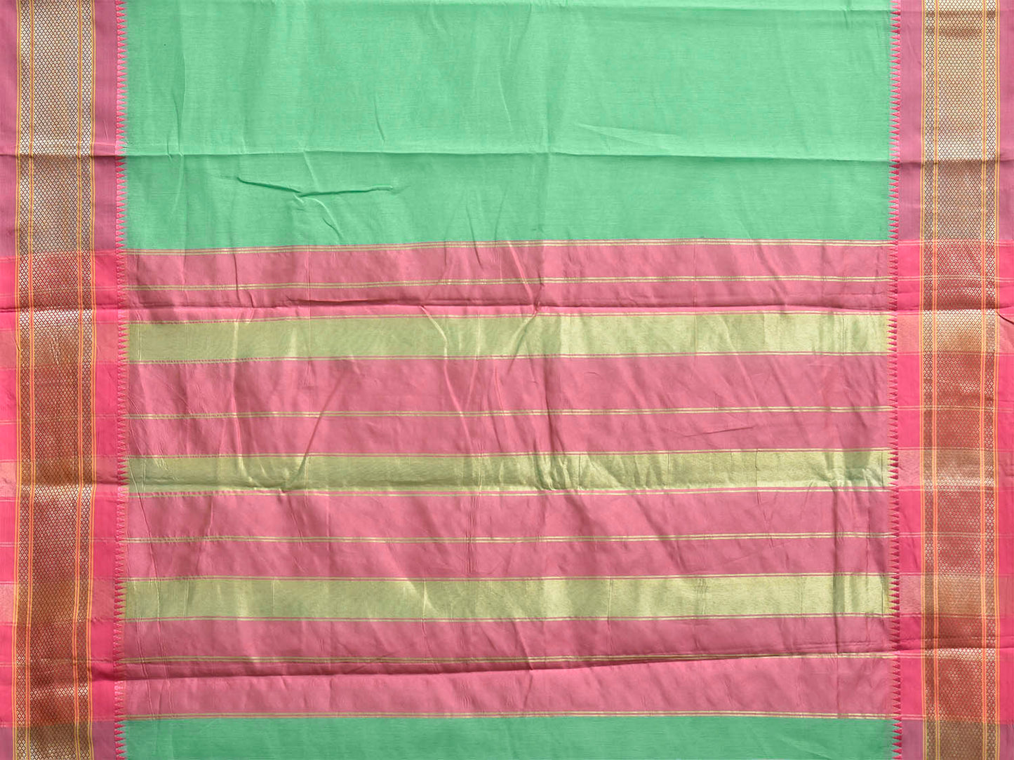 Light Green and Baby Pink Bamboo Cotton Plain Saree with Contrast Pallu Design No Blouse bc1042