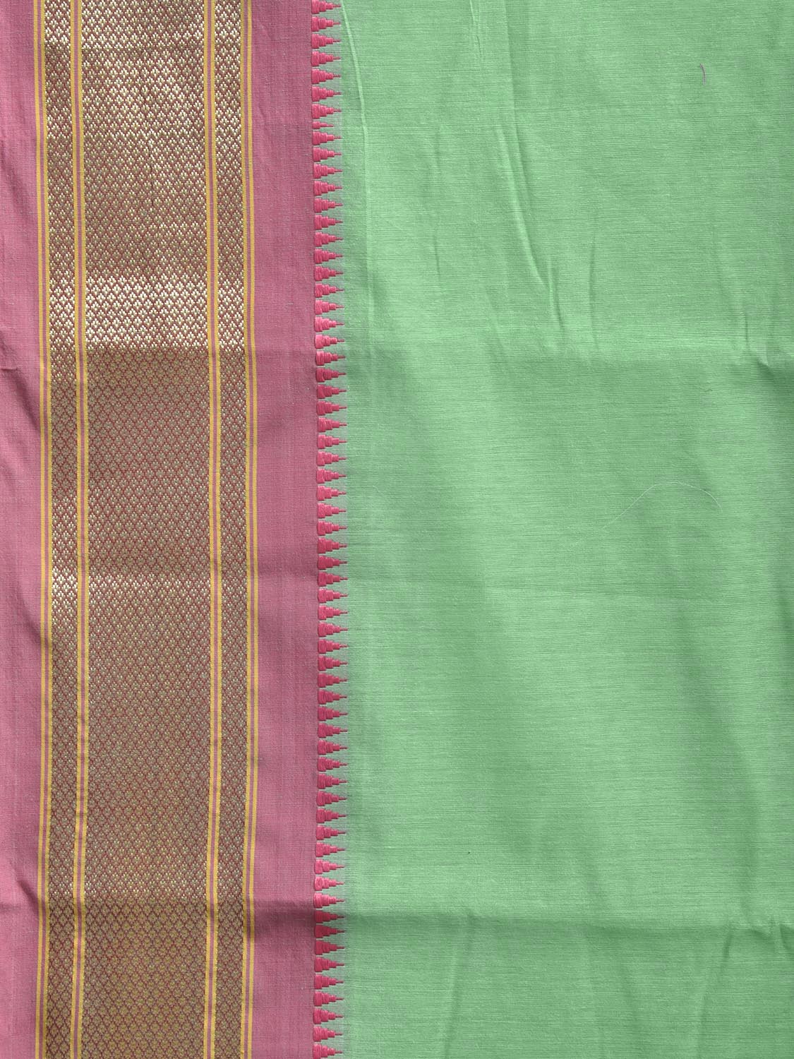 Light Green and Baby Pink Bamboo Cotton Plain Saree with Contrast Pallu Design No Blouse bc1042