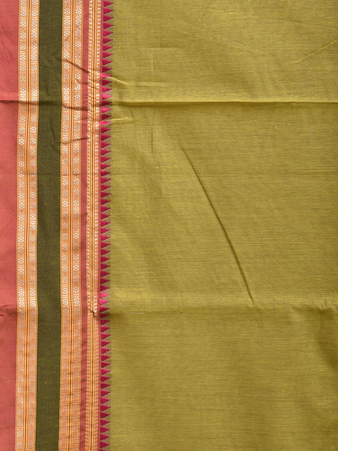 Light Green and Pink Bamboo Cotton Plain Saree with Strips Pallu Design No Blouse bc1050