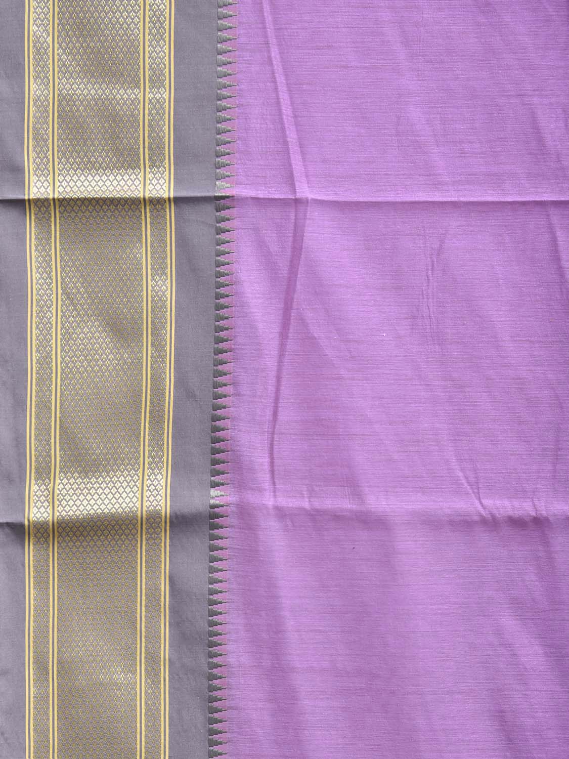 Lavender and Grey Bamboo Cotton Plain Saree with Contrast Pallu Design No Blouse bc1059