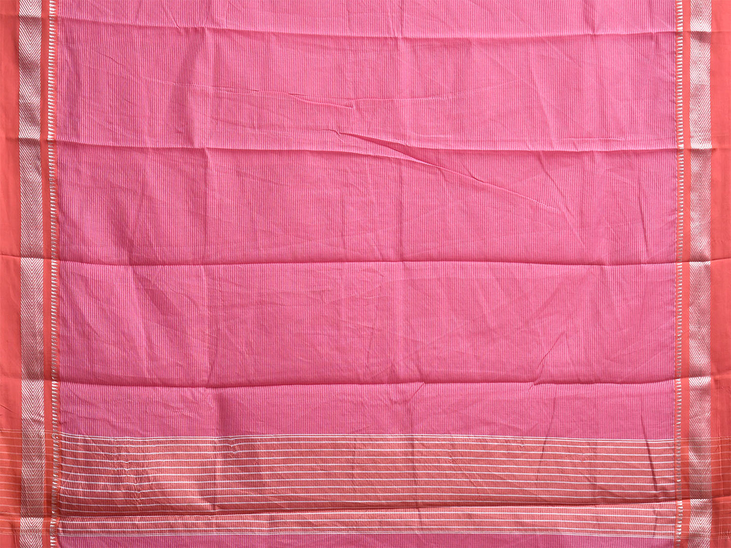 Pink and Peach Bamboo Cotton Saree with Strips Design No Blouse bc1062