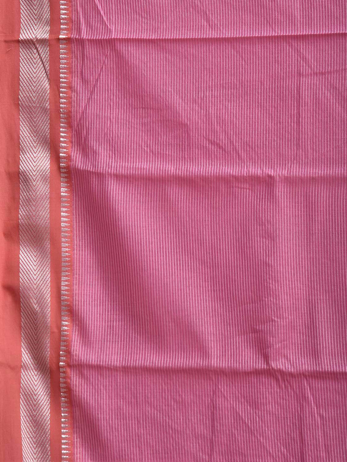 Pink and Peach Bamboo Cotton Saree with Strips Design No Blouse bc1062