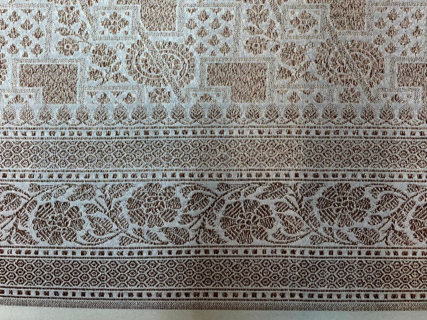 Beige Antique Zari Banaras Katan Intricate Allover Brocade Saree with Border and Pallu Design b0315ds