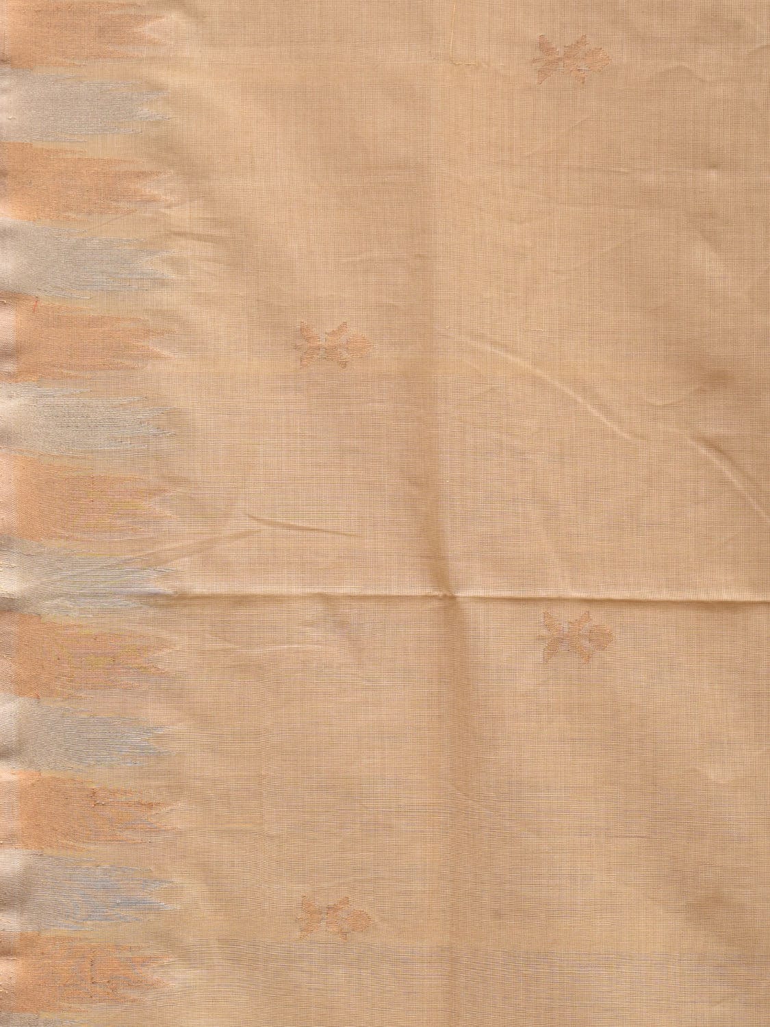 Beige Khadi Cotton Handloom Saree with Temple Border Design kh0543