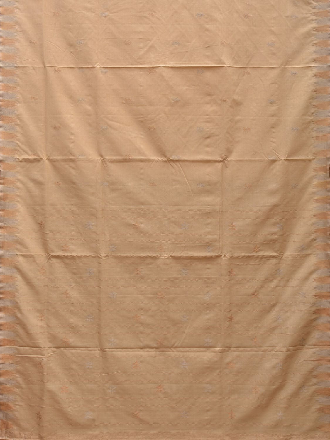 Beige Khadi Cotton Handloom Saree with Temple Border Design kh0543