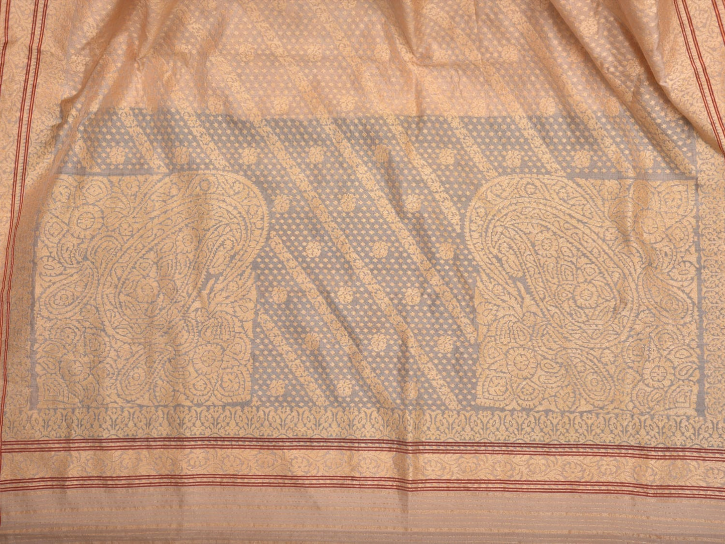 Beige Shwetambari Jamdani Weave Saree with Warp Cotton Weft Pure Silk and Pure Zari b0295