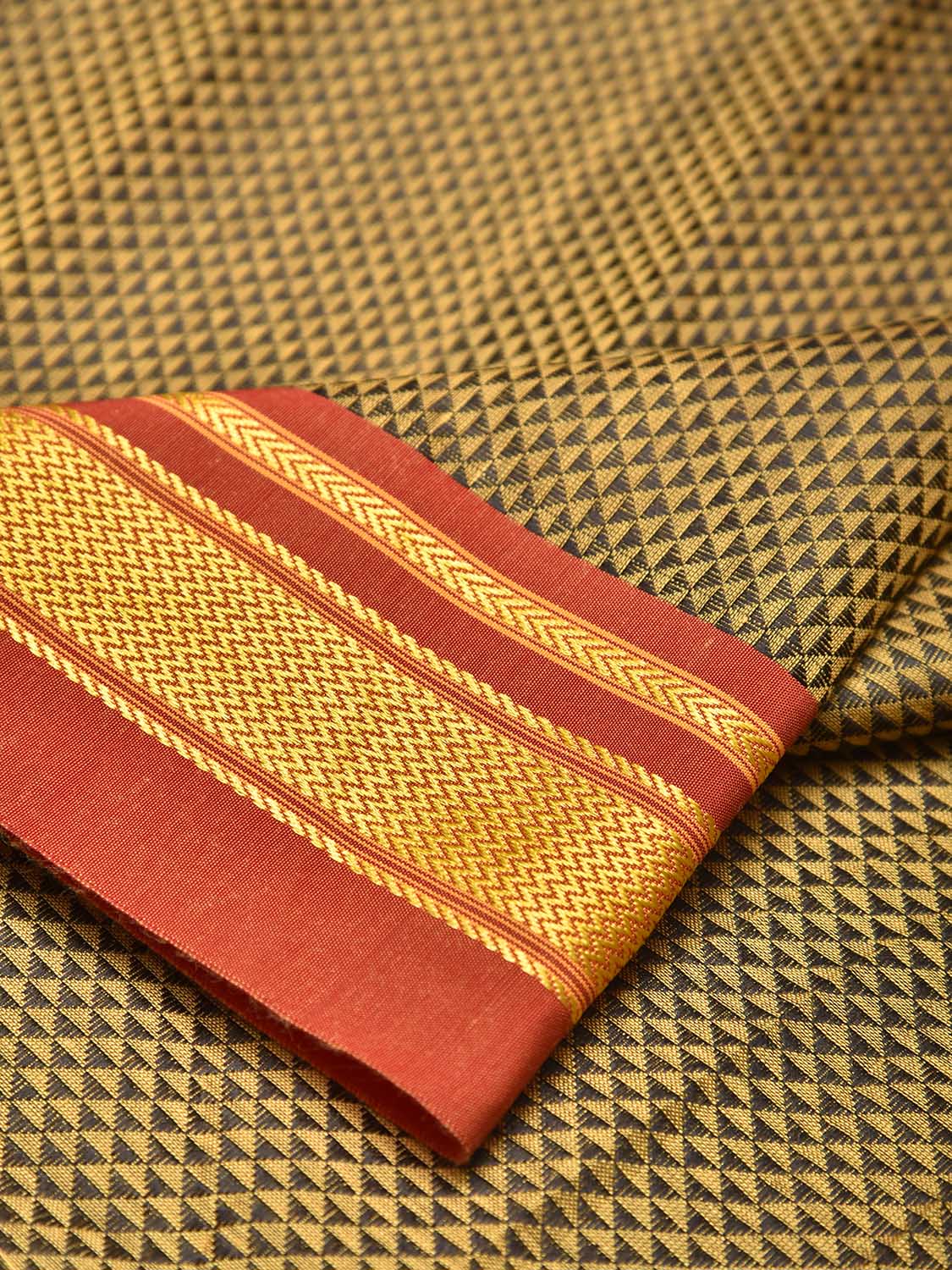 Yellow and Orange Jacquard Cotton Viscose Blouse with Border Design 1mt Length 45 Inches Width BL0023