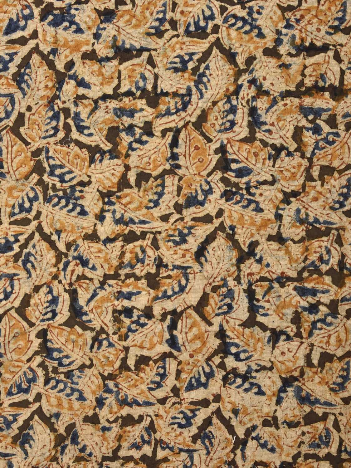 Olive and Yellow Kalamkari Block Print Cotton Blouse with Leaves Design 1.2mt Length 35 Inches Width BL0041
