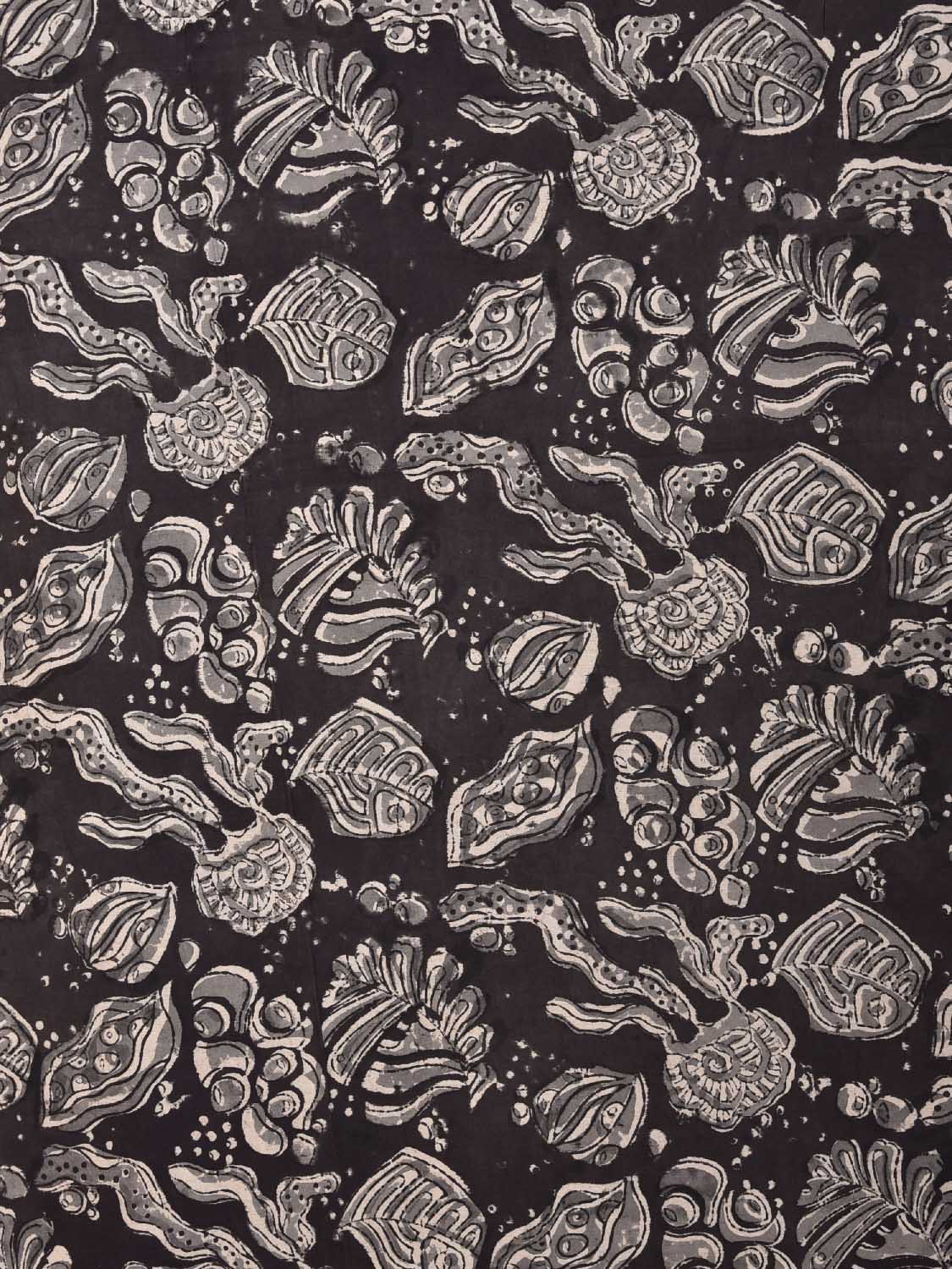 Black and Grey Kalamkari Block Print Cotton Blouse with Multi Buta Design 1.2mt Length 35 Inches Width BL0048