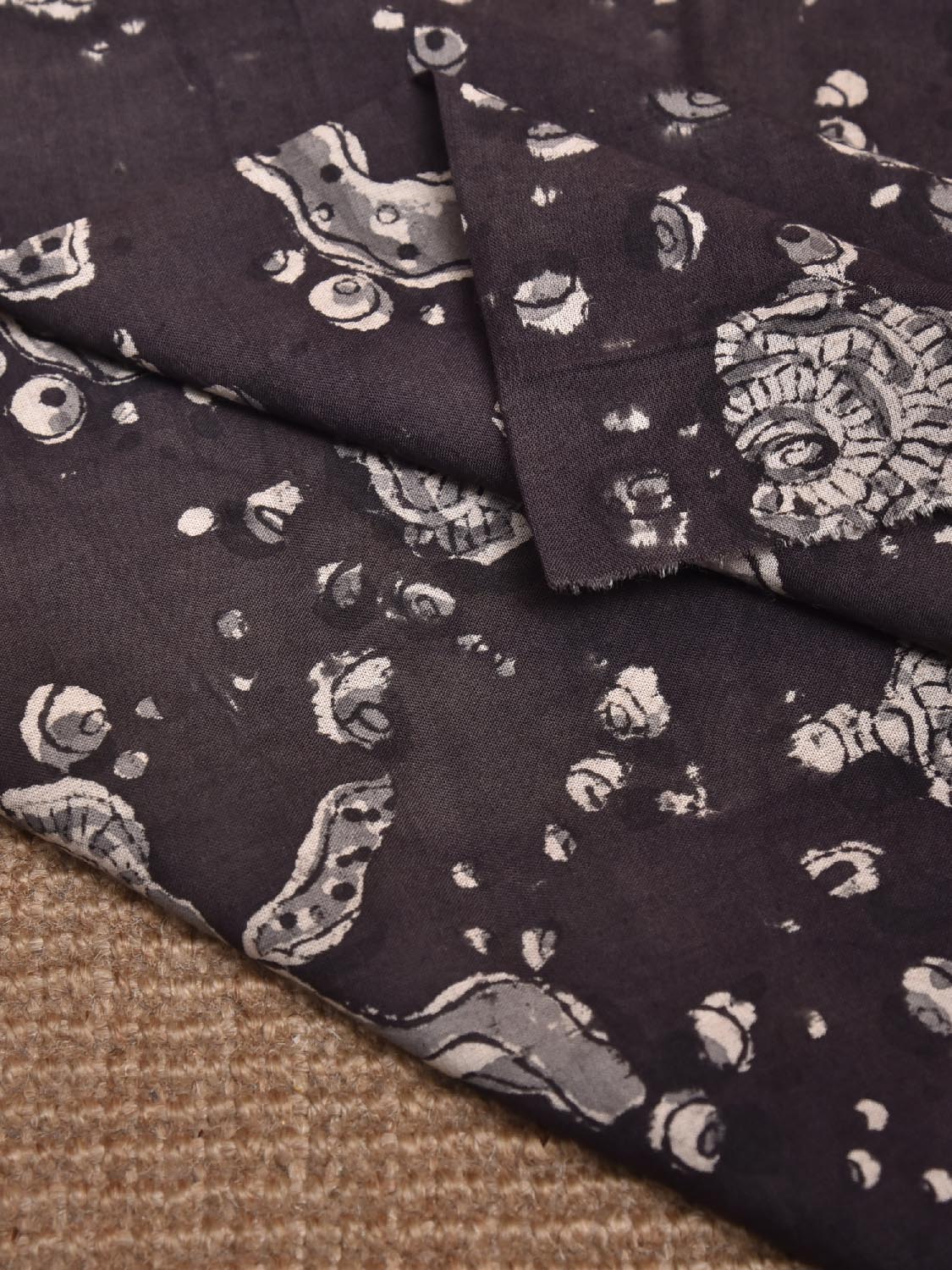 Black and Grey Kalamkari Block Print Cotton Blouse with Multi Buta Design 1.2mt Length 35 Inches Width BL0055