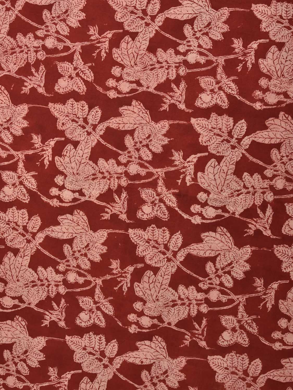 Red Kalamkari Block Print Cotton Blouse with Leaves Design 1.2mt Length 35 Inches Width BL0056