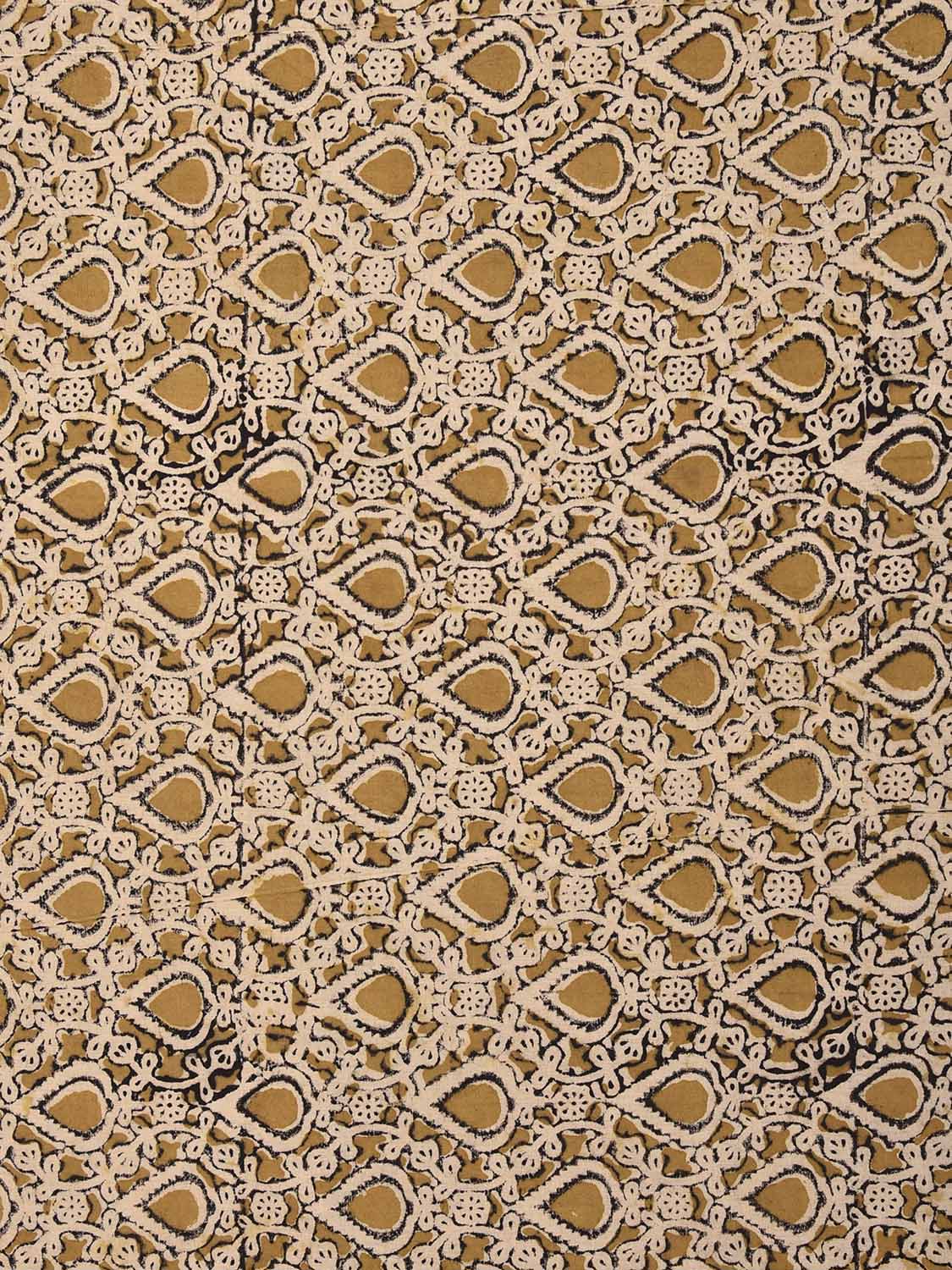 Mustard and Cream Kalamkari Block Print Cotton Blouse with Diya and Grill Design 1.2mt Length 35 Inches Width BL0065