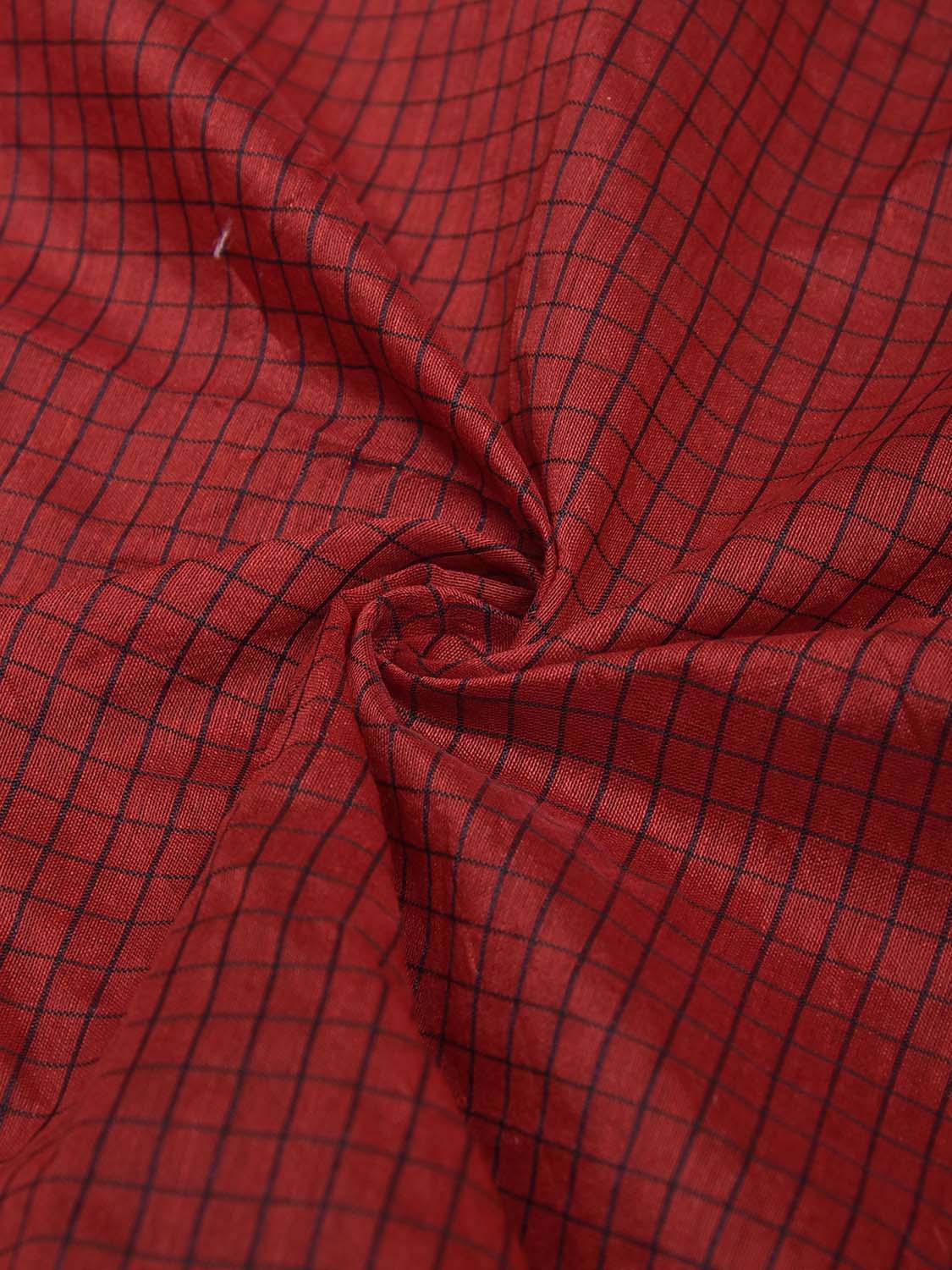 Dark Red and Maroon Bamboo Cotton Blouse with Checks Design Length 80cm Width 44 Inches BL0082