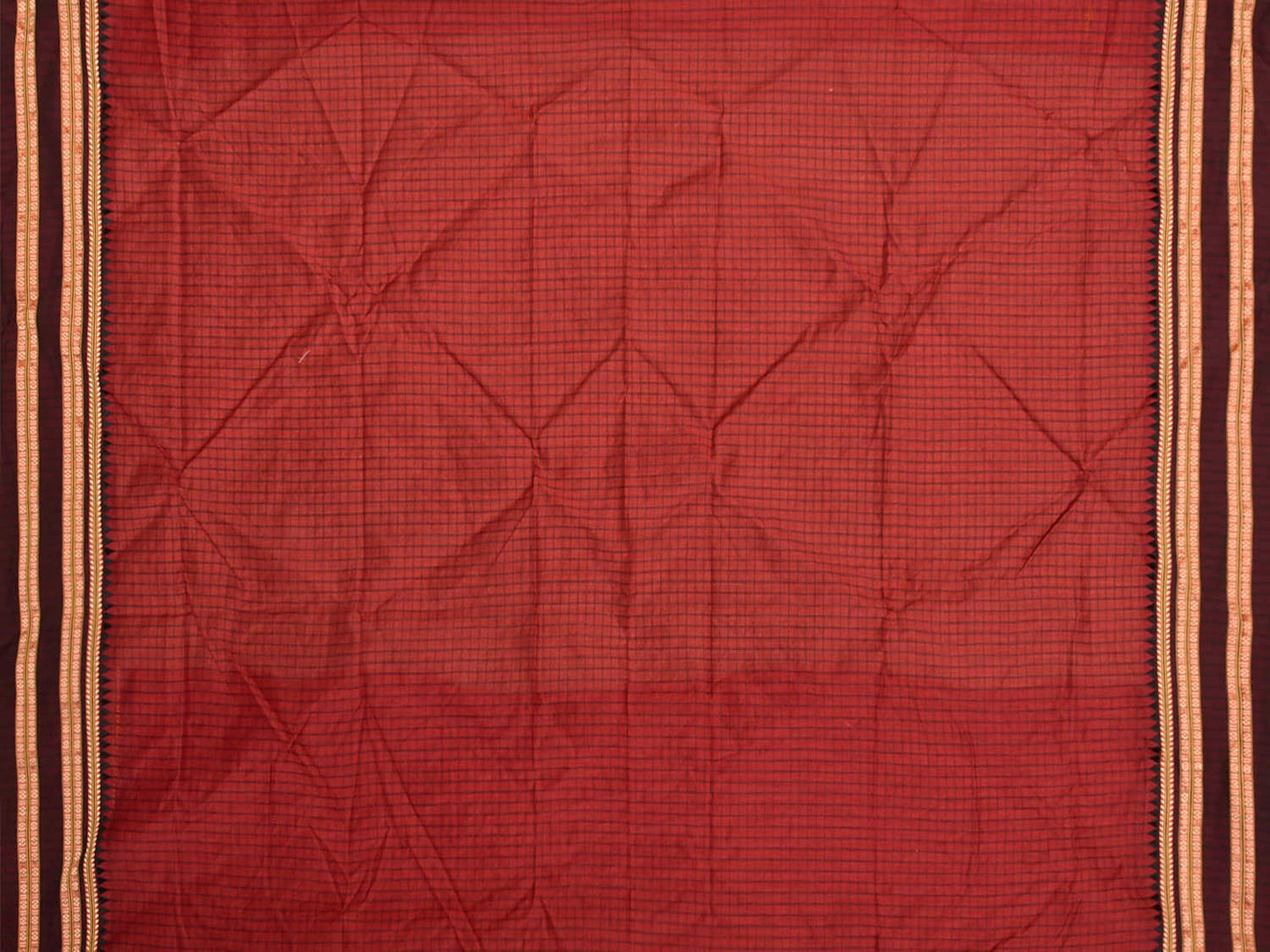 Dark Red and Maroon Bamboo Cotton Blouse with Checks Design Length 80cm Width 44 Inches BL0082