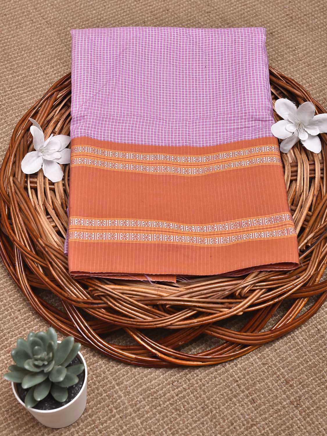 Pink and Peach Bamboo Cotton Blouse with Small Checks Design Length 80cm Width 44 Inches BL0084