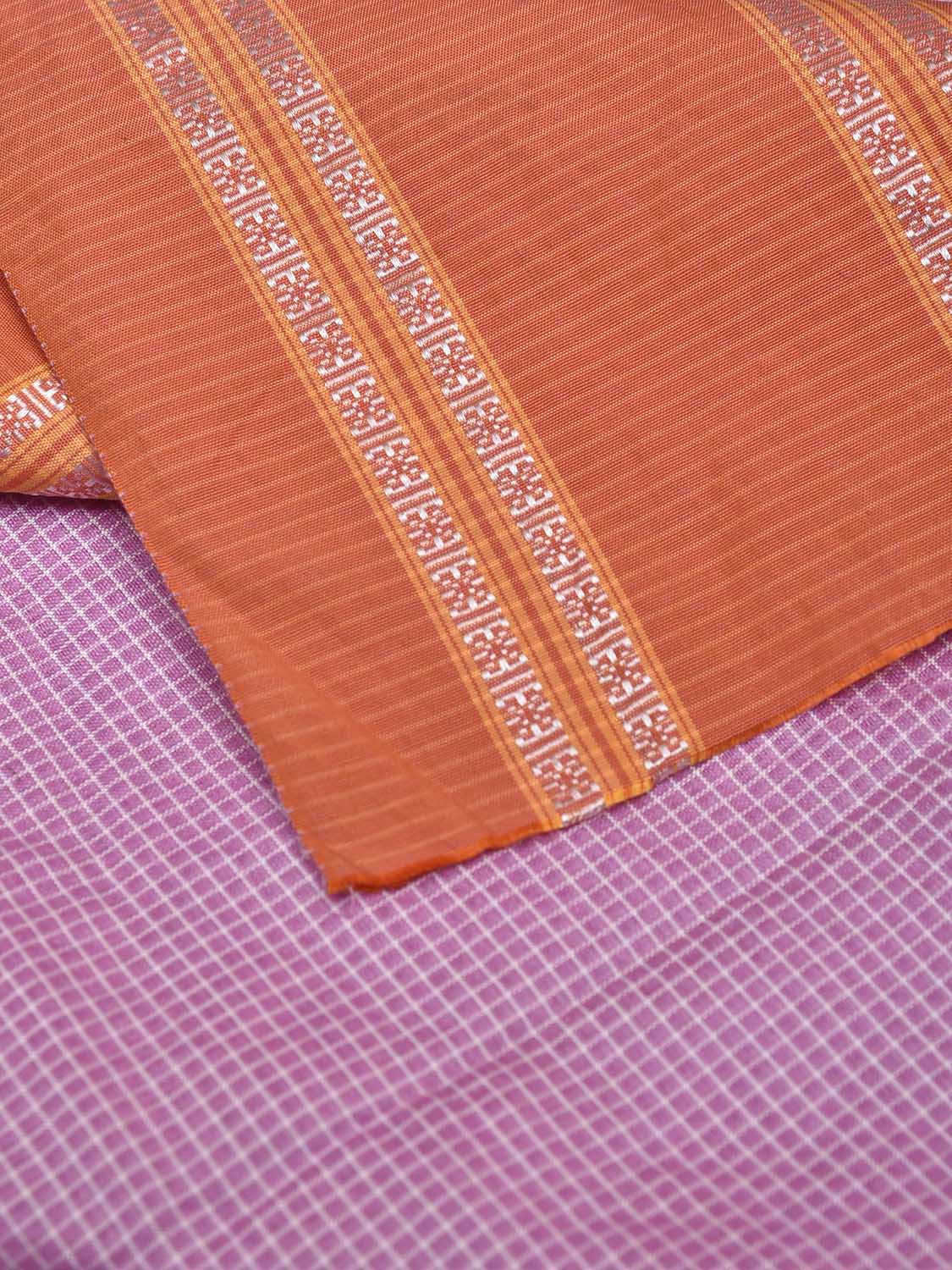 Pink and Peach Bamboo Cotton Blouse with Small Checks Design Length 80cm Width 44 Inches BL0084