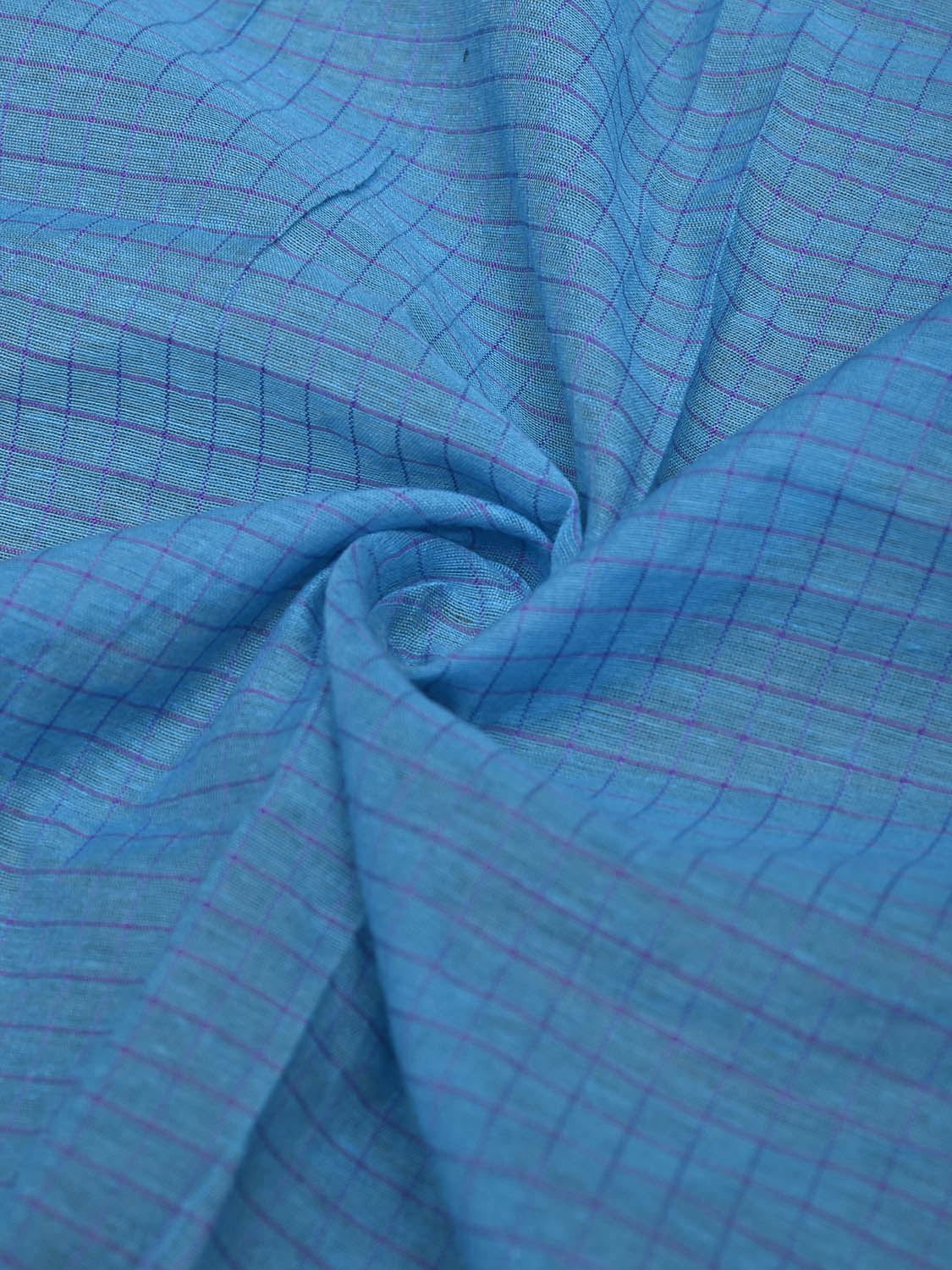 Blue Bamboo Cotton Blouse with Checks Design Length 80cm Width 44 Inches BL0087