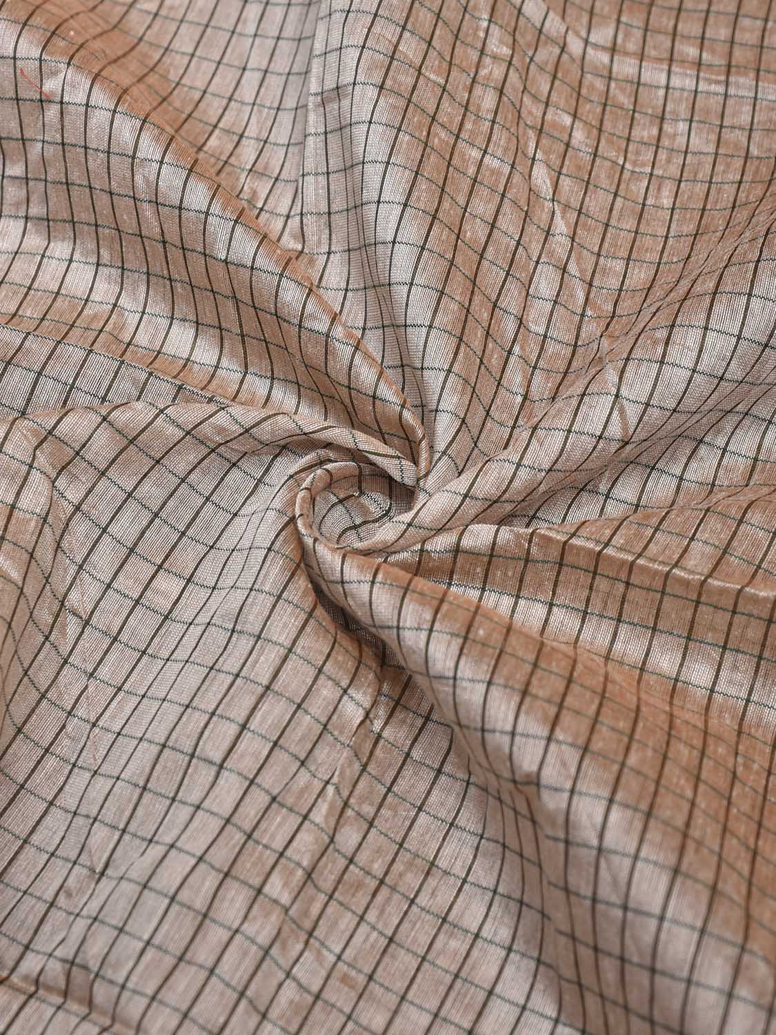 Cream and Green Bamboo Cotton Blouse with Checks Design Length 80cm Width 44 Inches BL0089