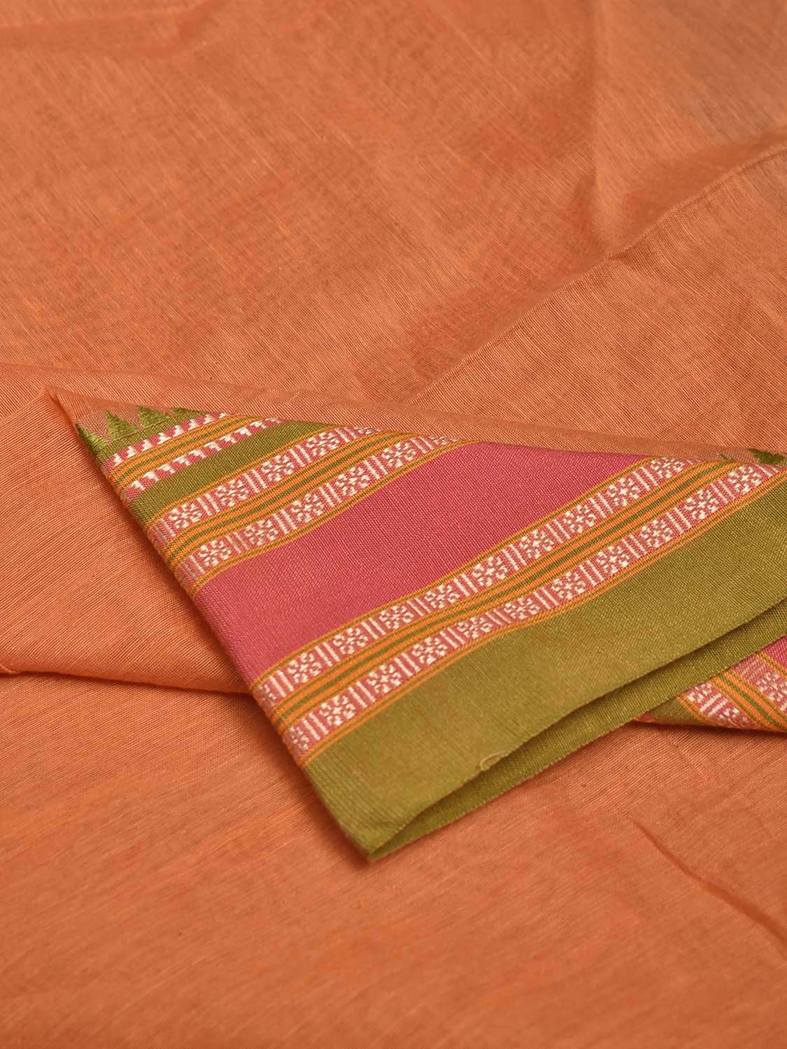 Light Orange and Green Bamboo Cotton Blouse with Plain Design Length 80cm Width 44 Inches BL0093