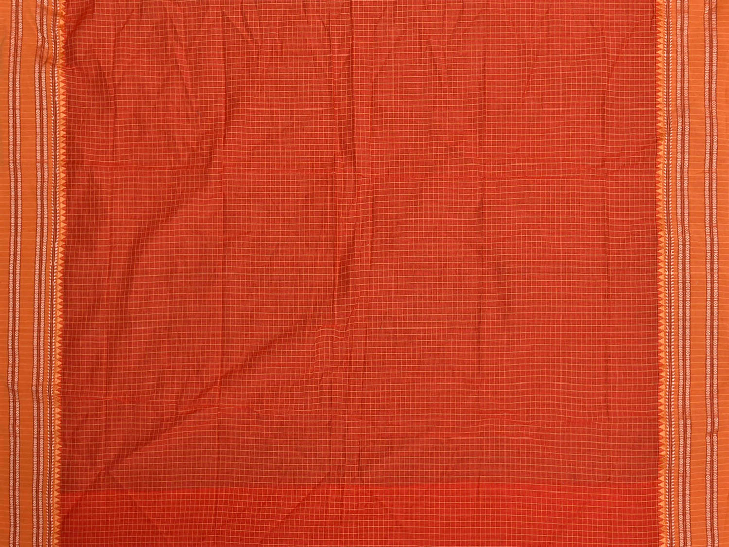 Red and Orange Bamboo Cotton Blouse with Checks Design Length 76cm Width 44 Inches BL0094