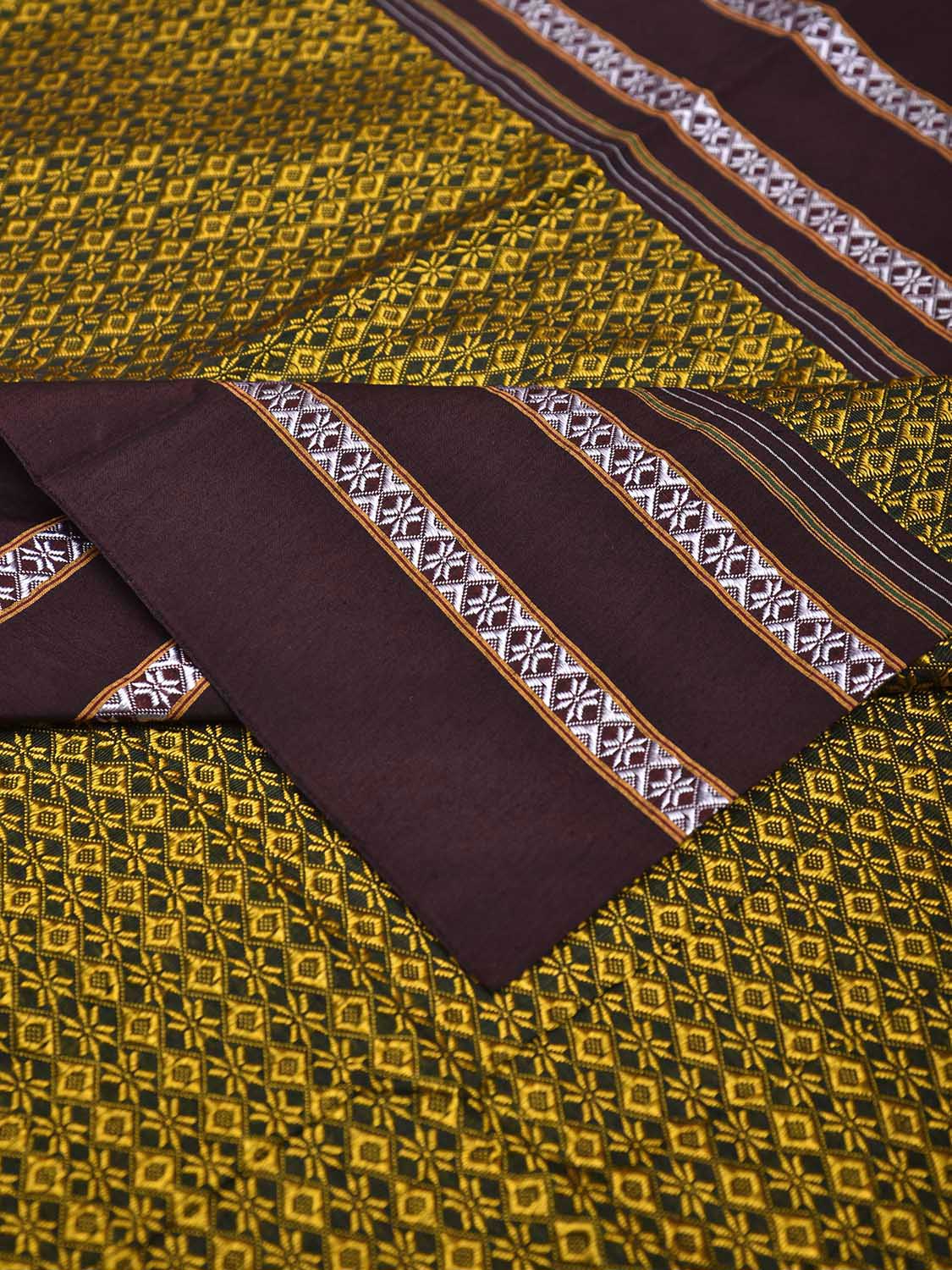Yellow and Maroon Jacquard Viscose Blouse All Over Design Length 1mt Width 31 Inches BL0098