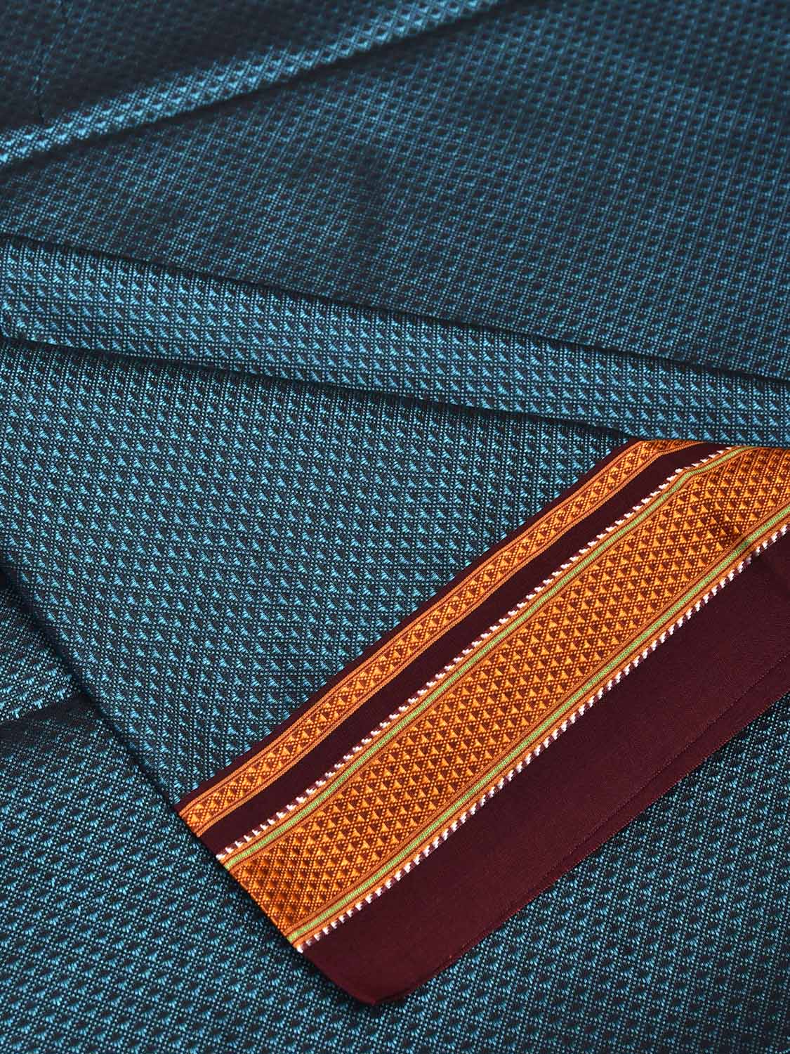 Teal and Maroon Jacquard Viscose Blouse with Border Design Length 1mt Width 31 Inches BL0111