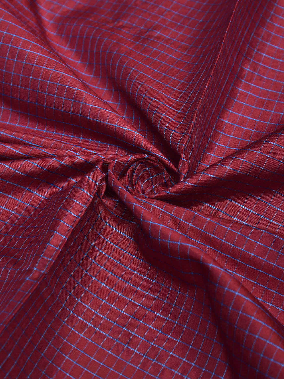 Maroon and Light Blue Narayanpet Silk Blouse with Checks Design Length 80cm Width 46 Inches BL0116
