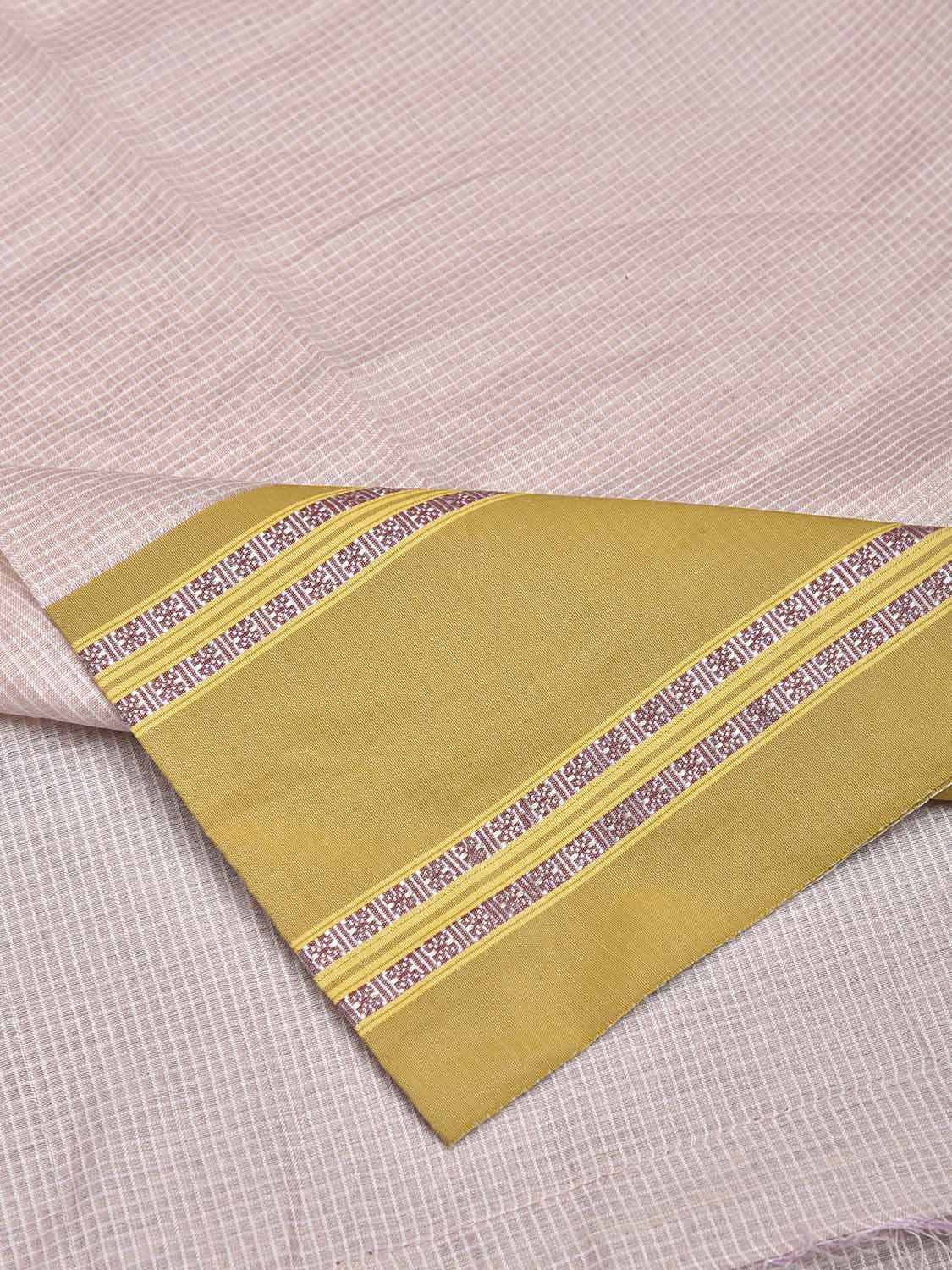Cream and Olive Bamboo Cotton Blouse with Small Checks Design Length 1mt Width 44 Inches BL0117