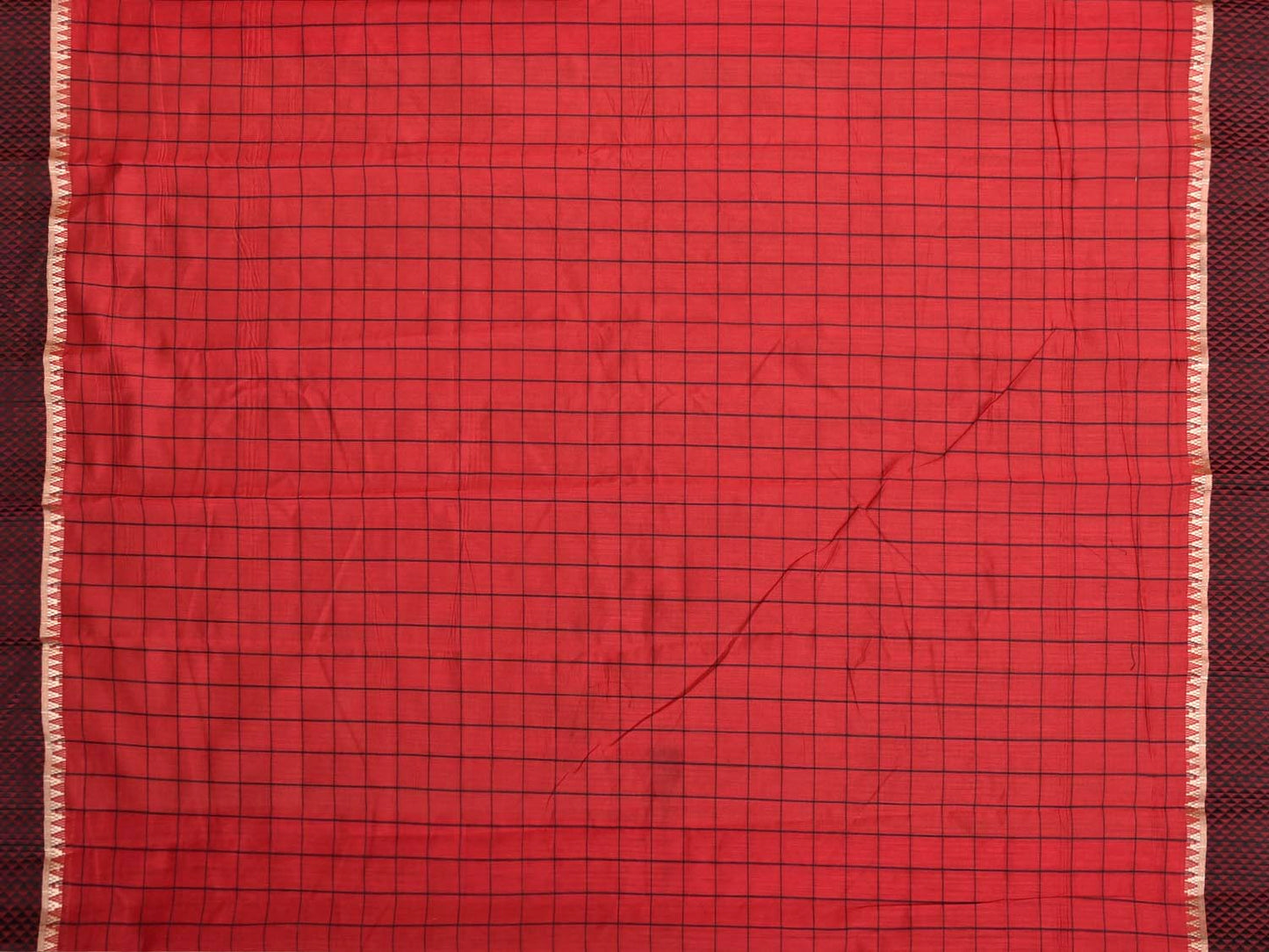 Red and Black Bamboo Cotton Blouse with Big Checks Design Length 90cm Width 44 Inches BL0119