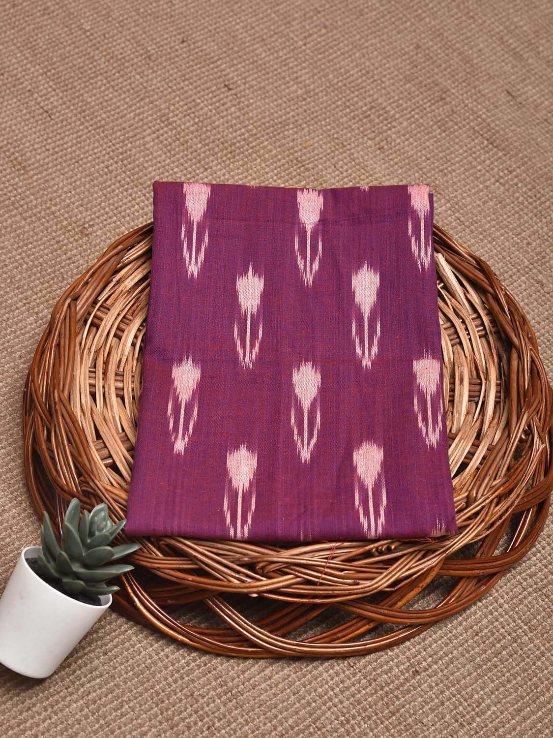 Purple Pochampally Ikat Cotton Handloom Blouse with Arrowhead Design Length 1 mt Width 44 Inches BL0184